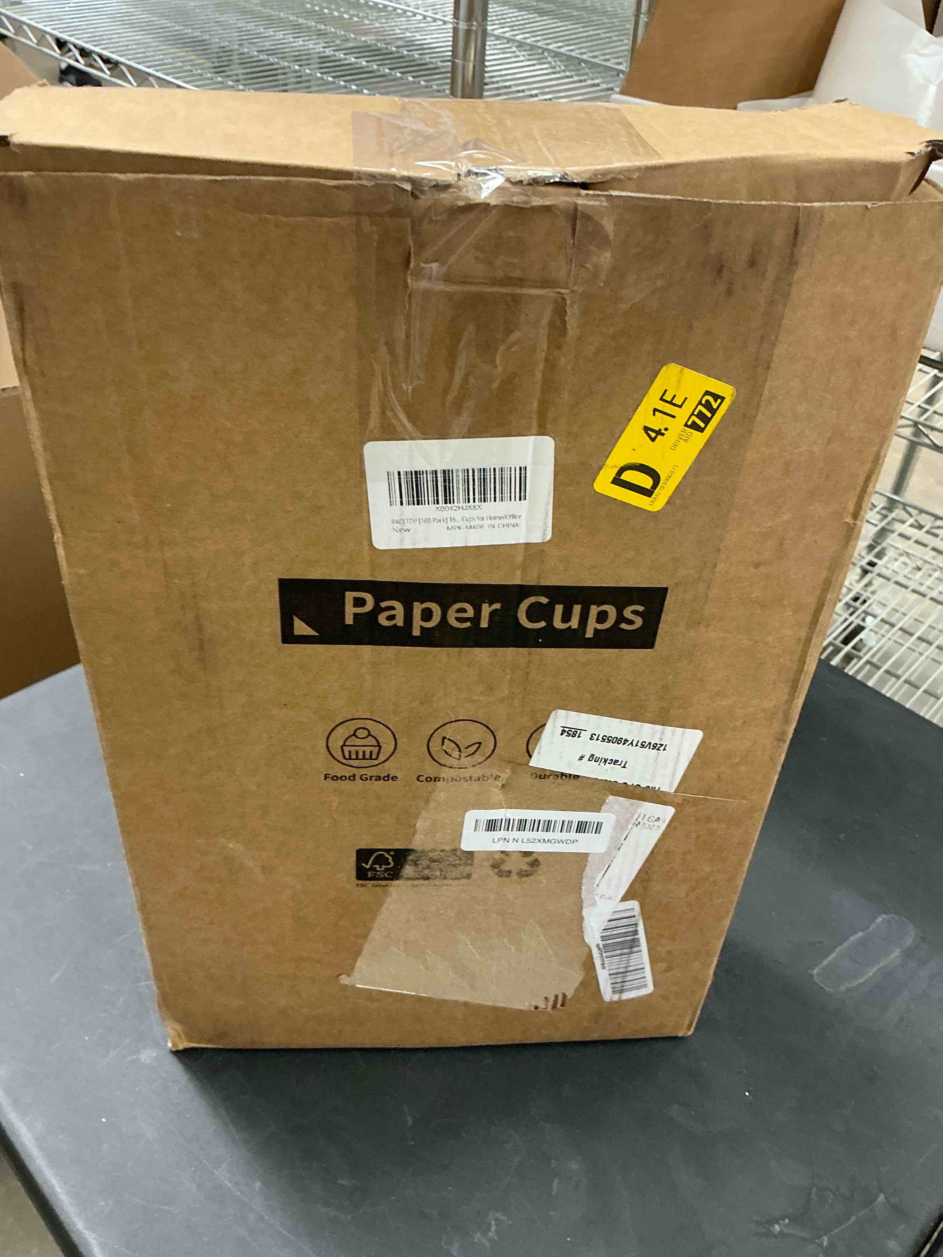 Condition photo showing New/Like New for RACETOP Coffee Cups with Lids 16 oz 100 Pack, Disposable Paper Cups with Lids, To Go Hot Cups for Home/Office 16 oz 100 pack +lids