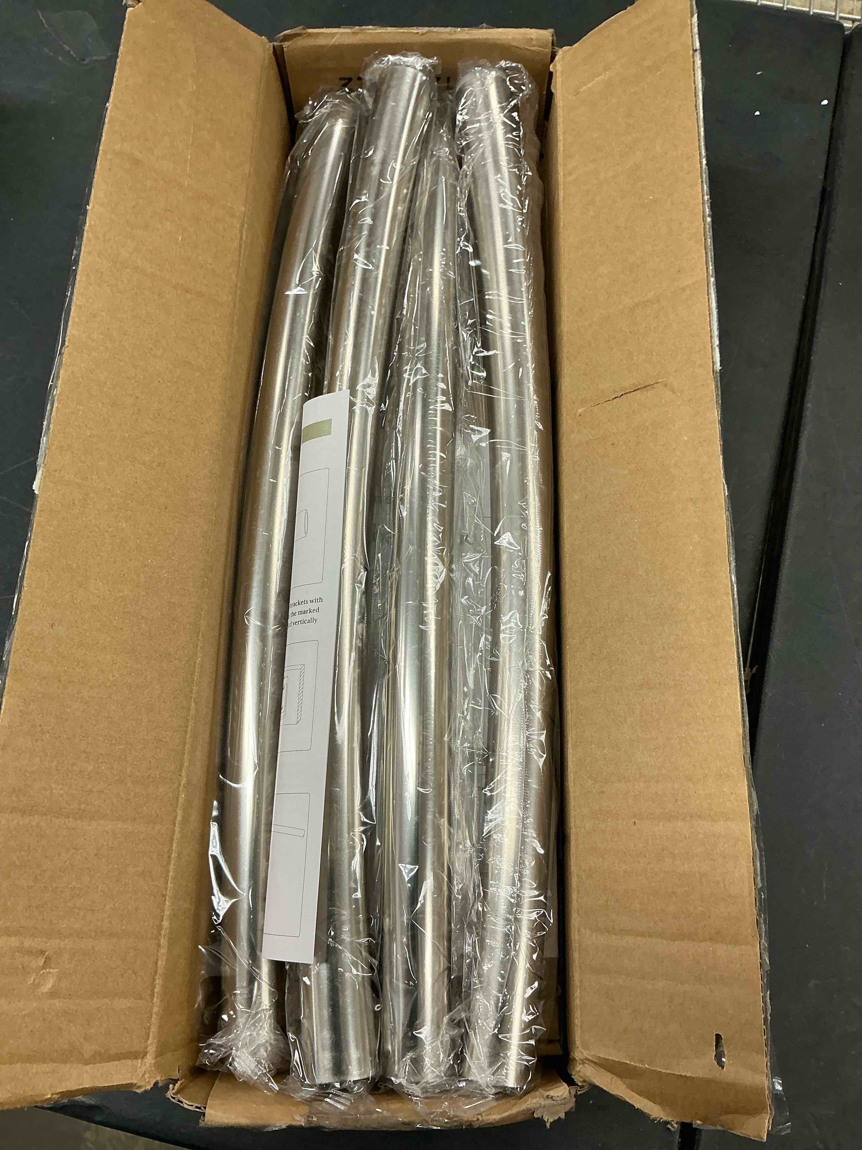 Condition photo showing New/Like New for AmazerBath 20-84 Inches Arched Curved Shower Curtain Rod, Heavy Duty Shower Rod Rust Proof Bathroom Curtain Rod, Adjustable Telescoping Design Easy Segmented Installation, Need to Drill, Nickel Nickel 20-84 Inches