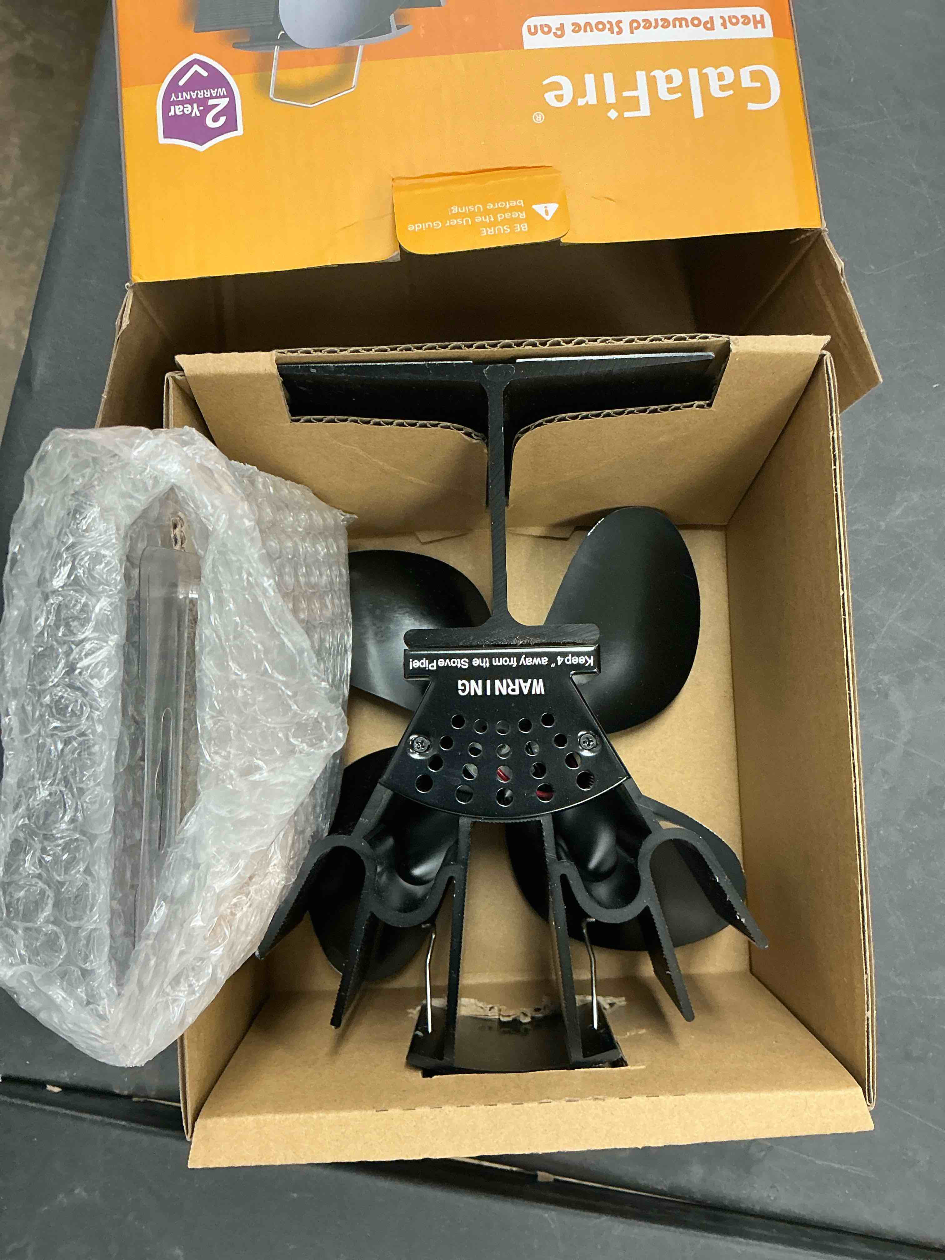 Condition photo showing Good Condition for 4-Blades Heat Powered Wood Stove Fan + Magnetic Thermometer, 122°F Start Non Electric Eco Fireplace Fan for Gas/Pellet/Log/Wood Burning Stoves, Silent Operation, 2-Years, N429, Black 4 Blades-N429-126cfm