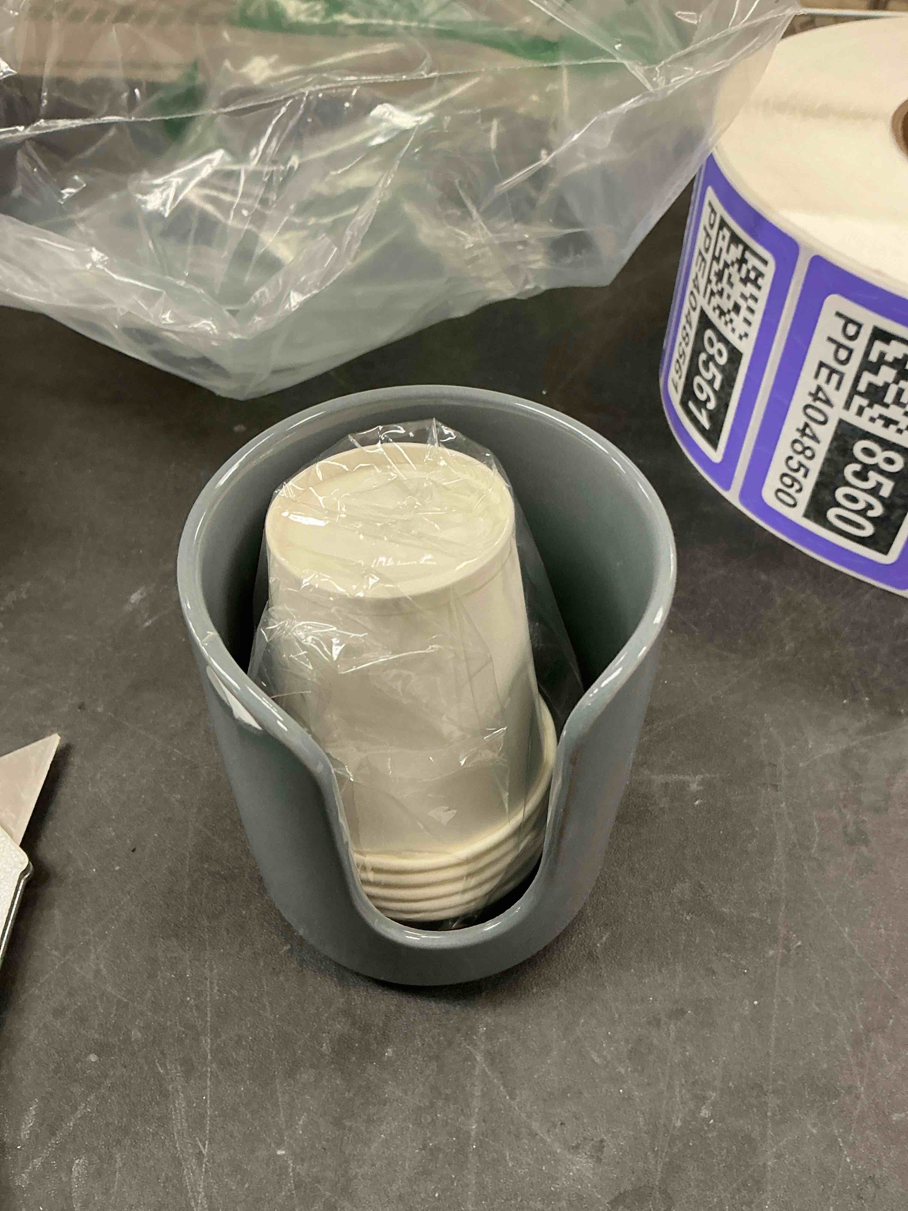 Condition photo showing Good Condition for 3 oz Original Ceramic Bathroom Cup Dispenser with 5 PLA Paper Cups, Bathroom Essential Accessories for Mouthwash Holder on Bathroom Vanity Countertops (1 Pack, Grey) 1 Pack Grey