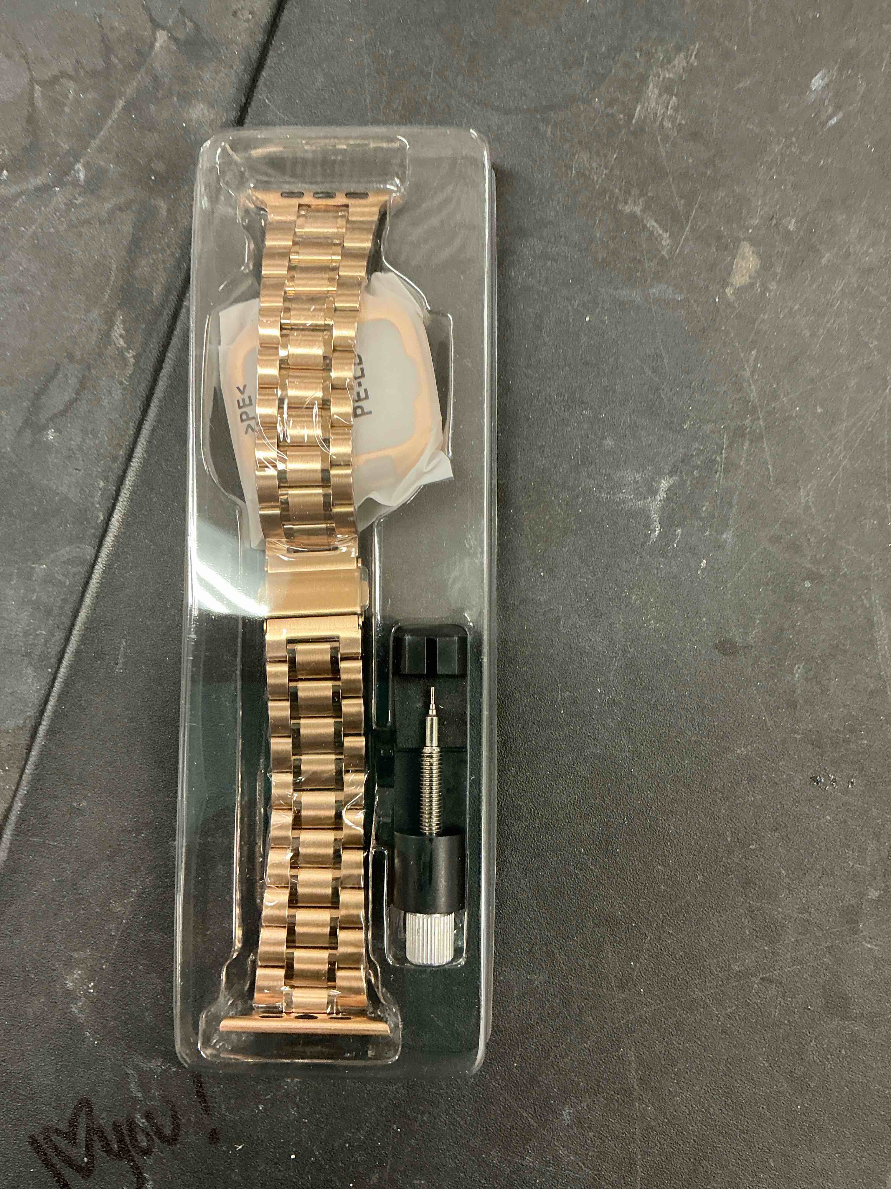 Condition photo showing New/Like New for MioHHR Solid Stainless Steel Band Compatible with Apple Watch 44mm 42mm (Series 3/2/1), Metal Strap with Soft TPU Case for iWatch Series 6 5 4 3 2 1 SE SE2 SE3 Women and Men, Rose Gold Rose Gold 44mm/42mm (Series 3/2/1)