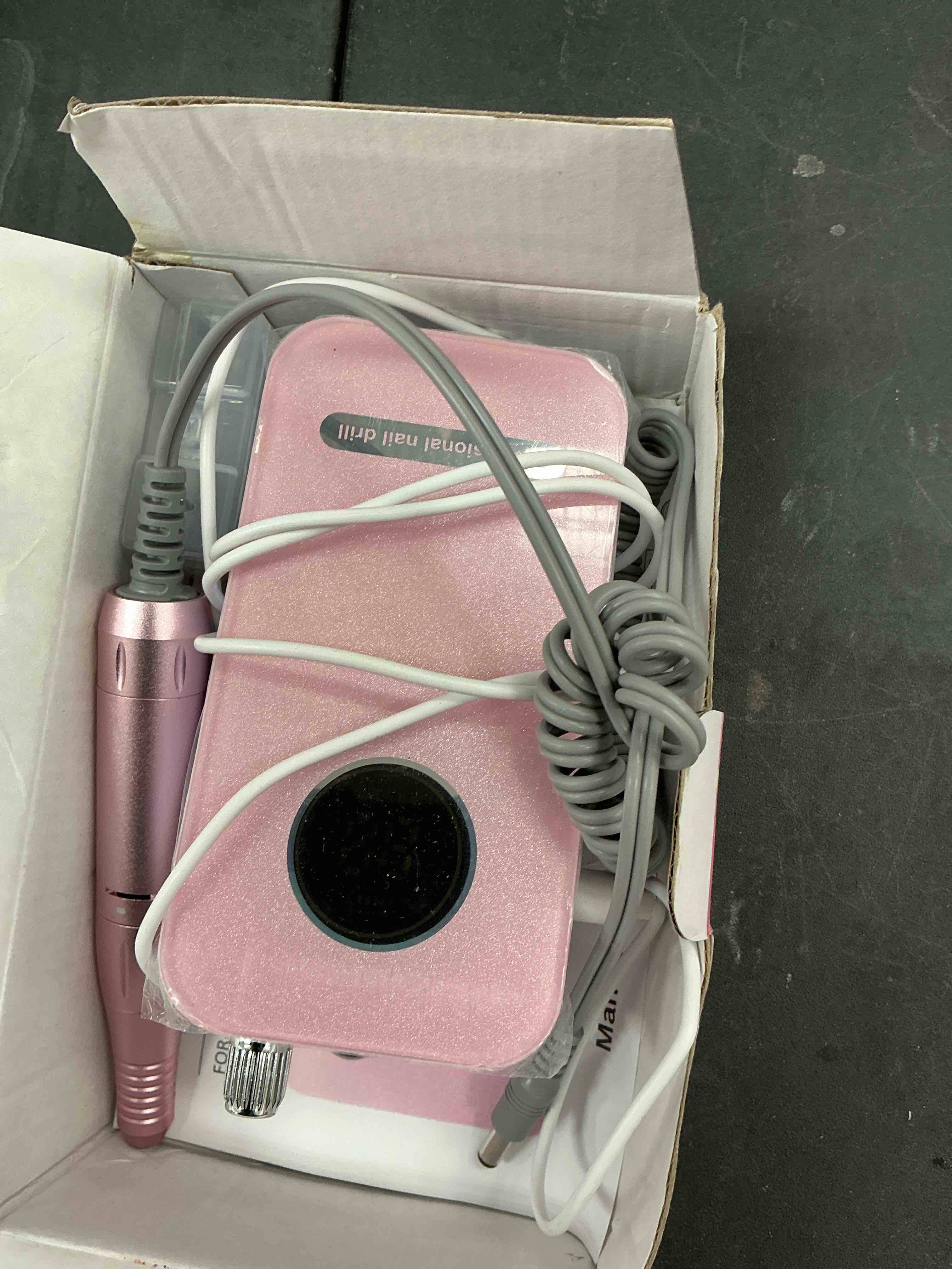 Condition photo showing Good Condition for Professional Nail Drill Electric File 45000RPM, Portable Rechargeable Electric Nail File with 11 Drill Bits & 50 Sanding Bands, Low Noise Nail Drill Kit for Acrylic Gel Nails, Salon & Home Use, Pink