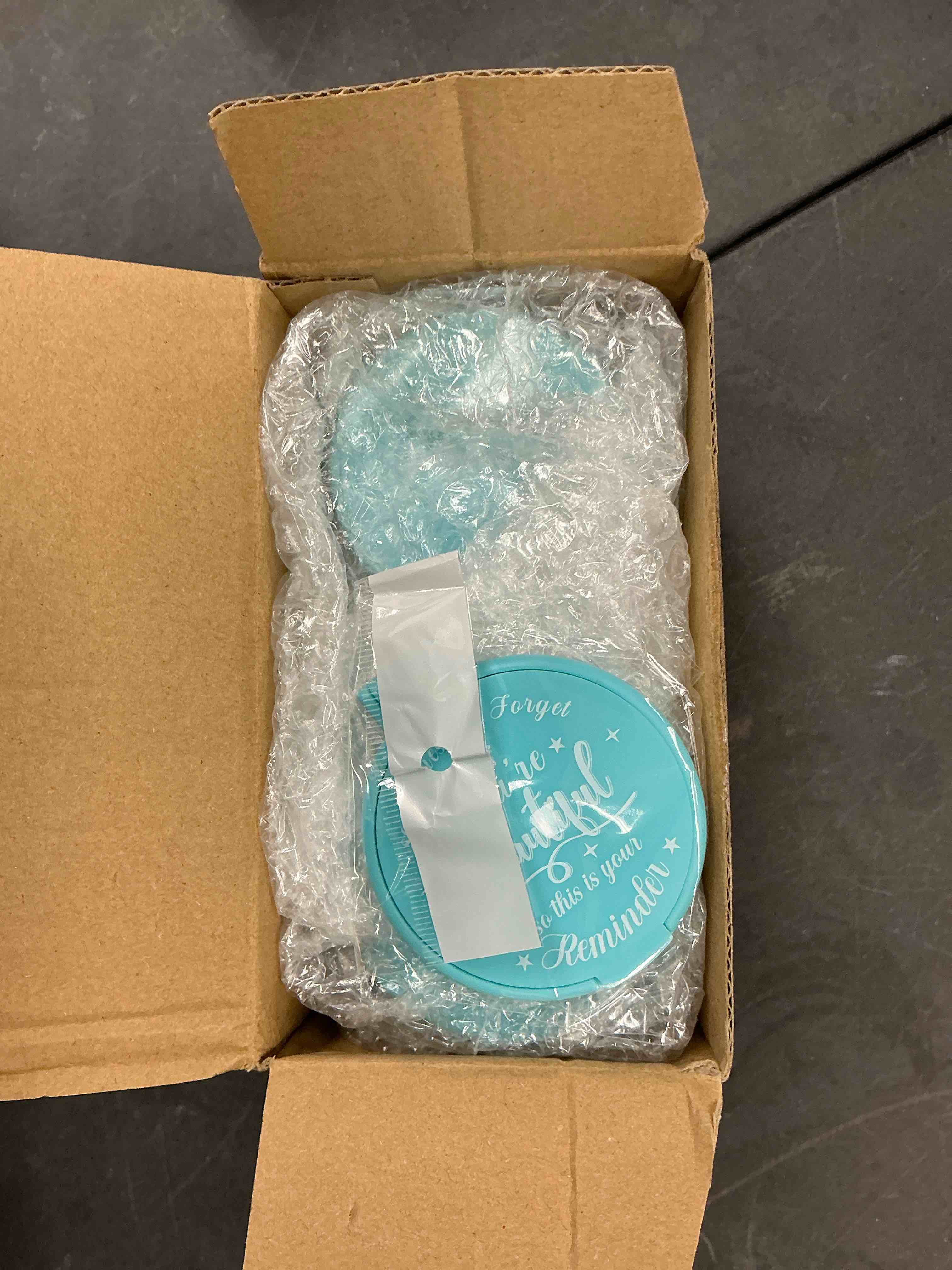Condition photo showing New/Like New for 36 Pcs 2.76 Inch Inspirational Compact Mirror Bulk Galentines Women Small Gifts Valentine's Day Party Favors Purse Mirror Pocket Mini Stuffer Items for Adult Coworker Employee (Light Blue) Light Blue 36