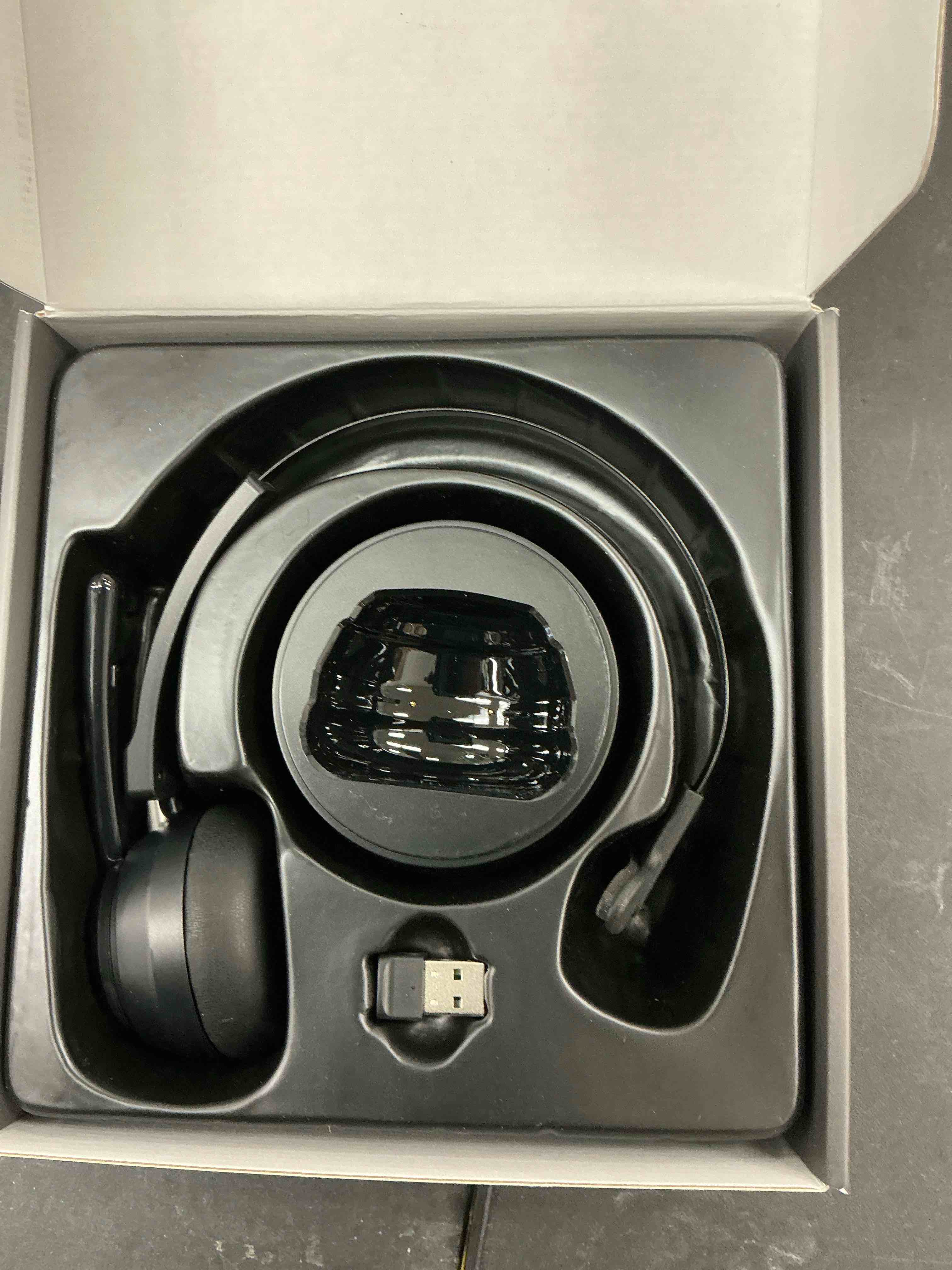 Condition photo showing Good Condition for Bluetooth Headset, Wireless Headphone with AI Noise-Canceling Microphone On Ear Wireless Headset with USB Dongle for Computer Office Black