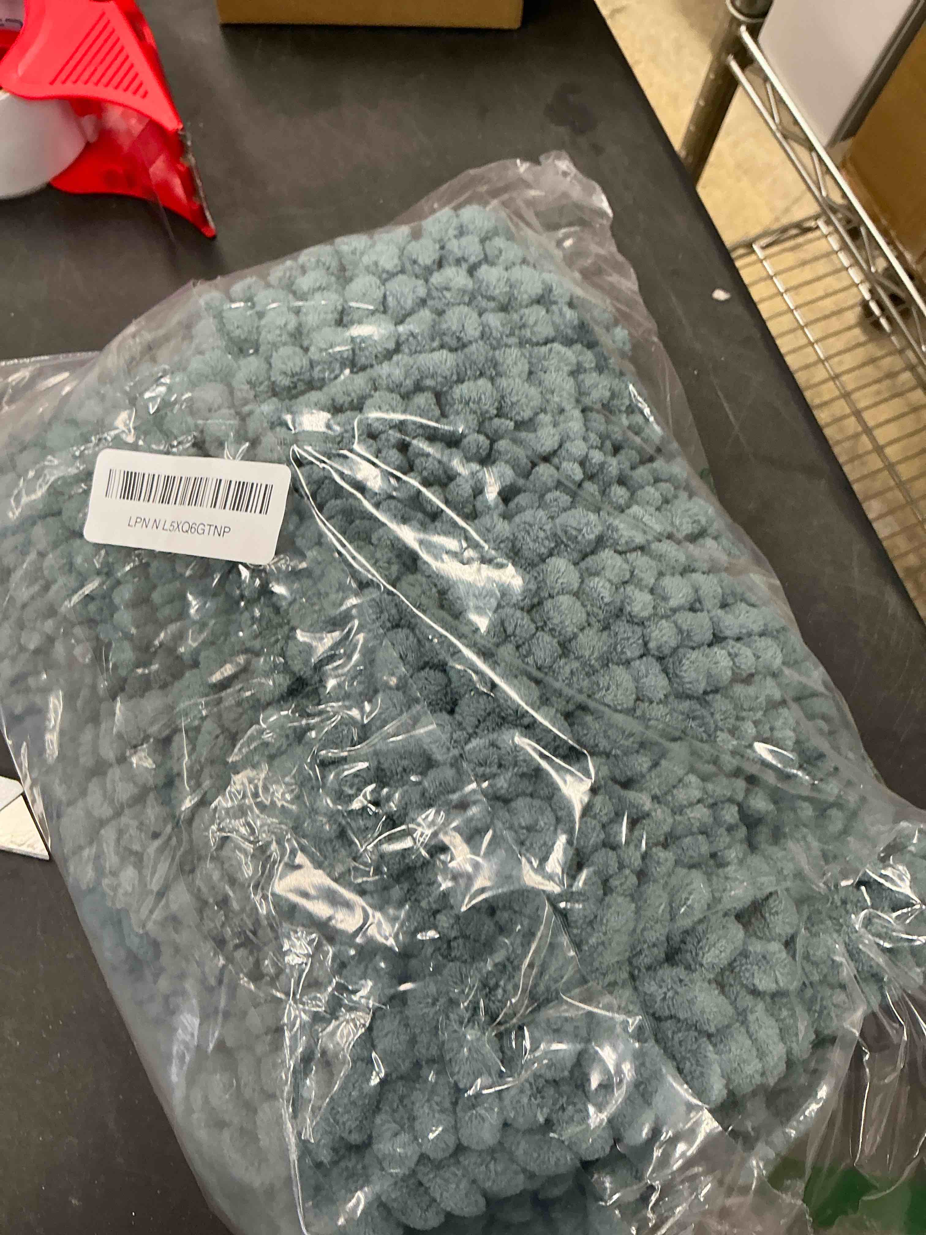 Condition photo showing Good Condition for H.VERSAILTEX Bath Rug Non Slip Chenille Striped 17" x 24" Absorbent Soft Shaggy Washable Dry Fast Bath Mat - Stone Blue 17" x 24" Stone Blue