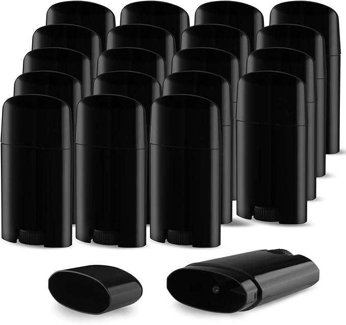20 pcs 50g/1.7oz plastic deodorant containers empty top filling stick tube oval deodorant bottles fo