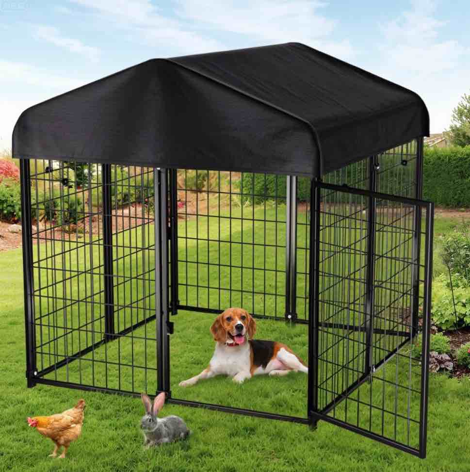 Dog Kennel, DOMIPET Large Dog Kennel for Outdoor, 4ft x 4.2ft x 4.5ft Heavy Duty Pet Crate with Oxford Cloth Roof