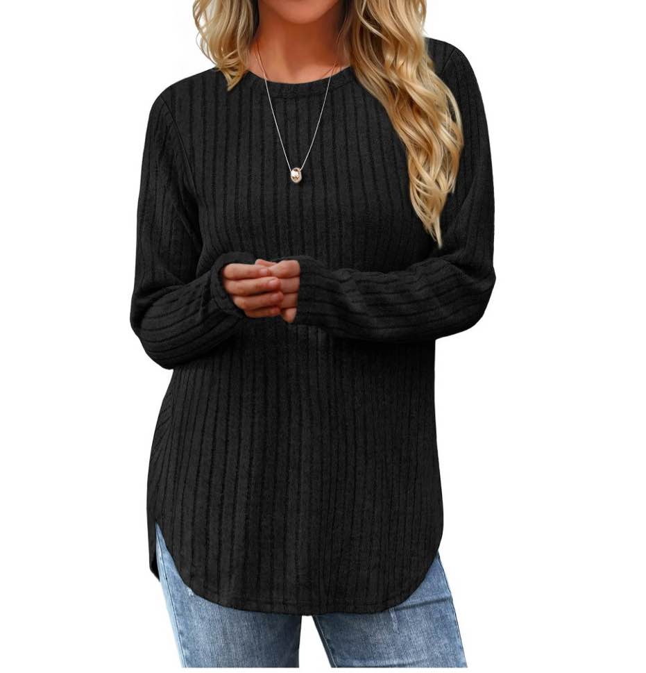 Fantaslook Long Sleeve Shirts for Women Casual Tunic Tops Dressy Crew Neck Pullover Fall Lightweight Sweaters for Women Size 2XL