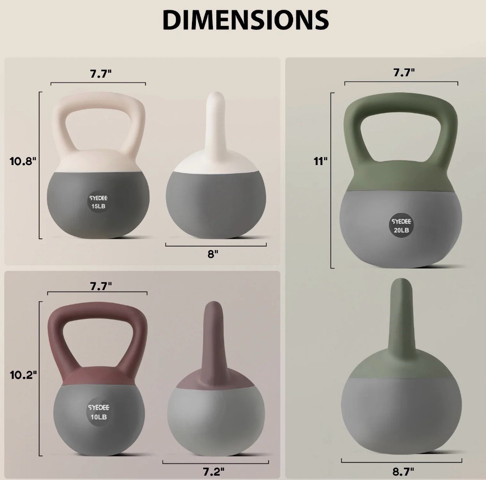 Condition photo showing New/Like New for Syedee Soft Kettlebell Set –10lbs, 15lbs, 20lbs Anti-Slip Grip & Wide Handle Design,Soft Kettlebell set, Gentle Floor-Friendly Impact, for Home Functional Training, Home Gym