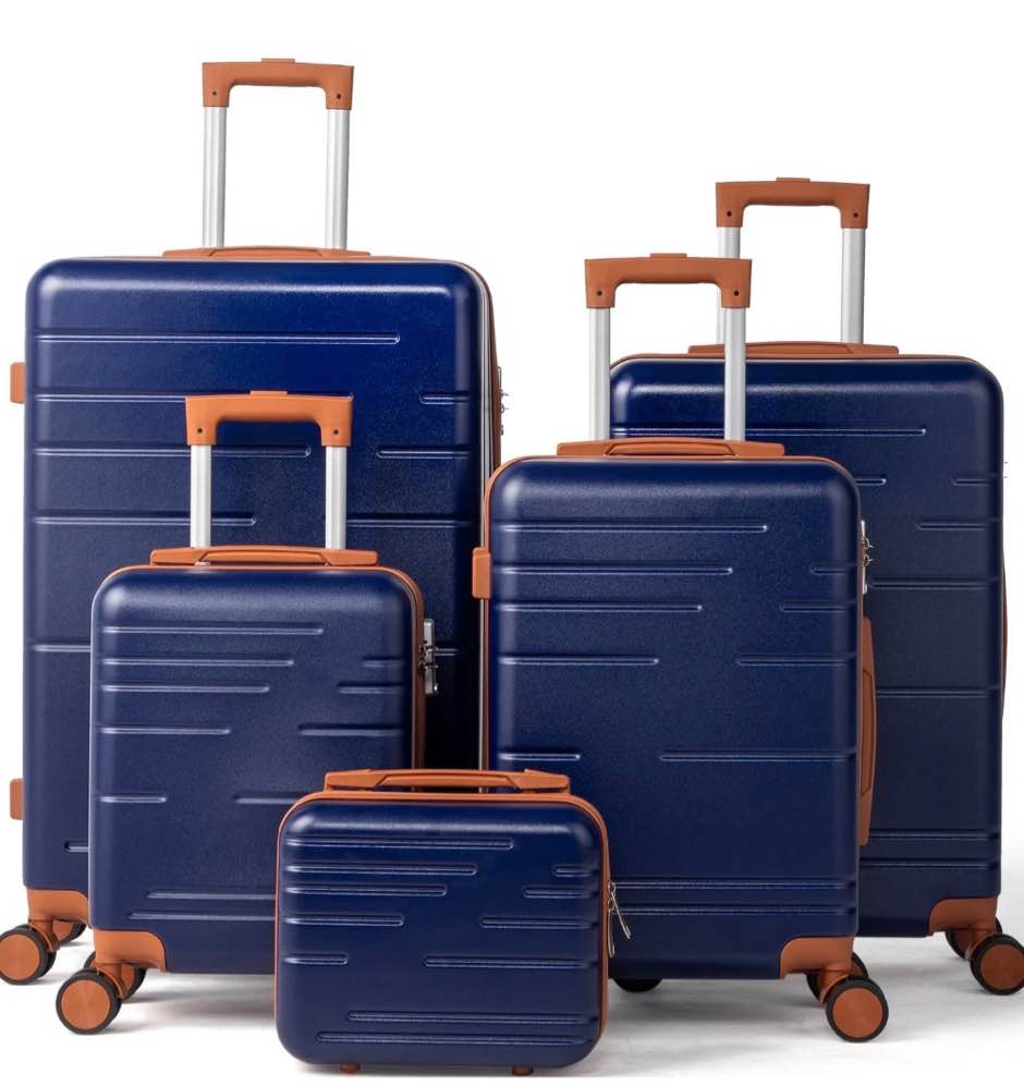 Zimtown Luggage 5 Piece Sets Suitcase ABS Hardside with Spinner Wheels and TSA Lock, Navy Blue