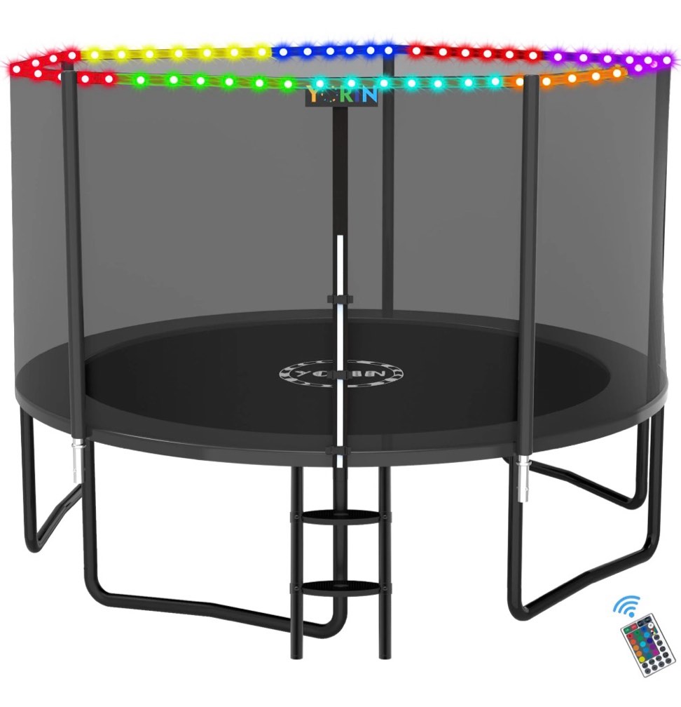 YORIN Trampoline for 6-7 Kids, 14FT 12FT 10FT 8FT Trampoline for Adults with Enclosure Net, Ladder, 1400LBS Weight Capacity Outdoor Round Recreational Trampoline, Heavy Duty Upgrade Trampoline
