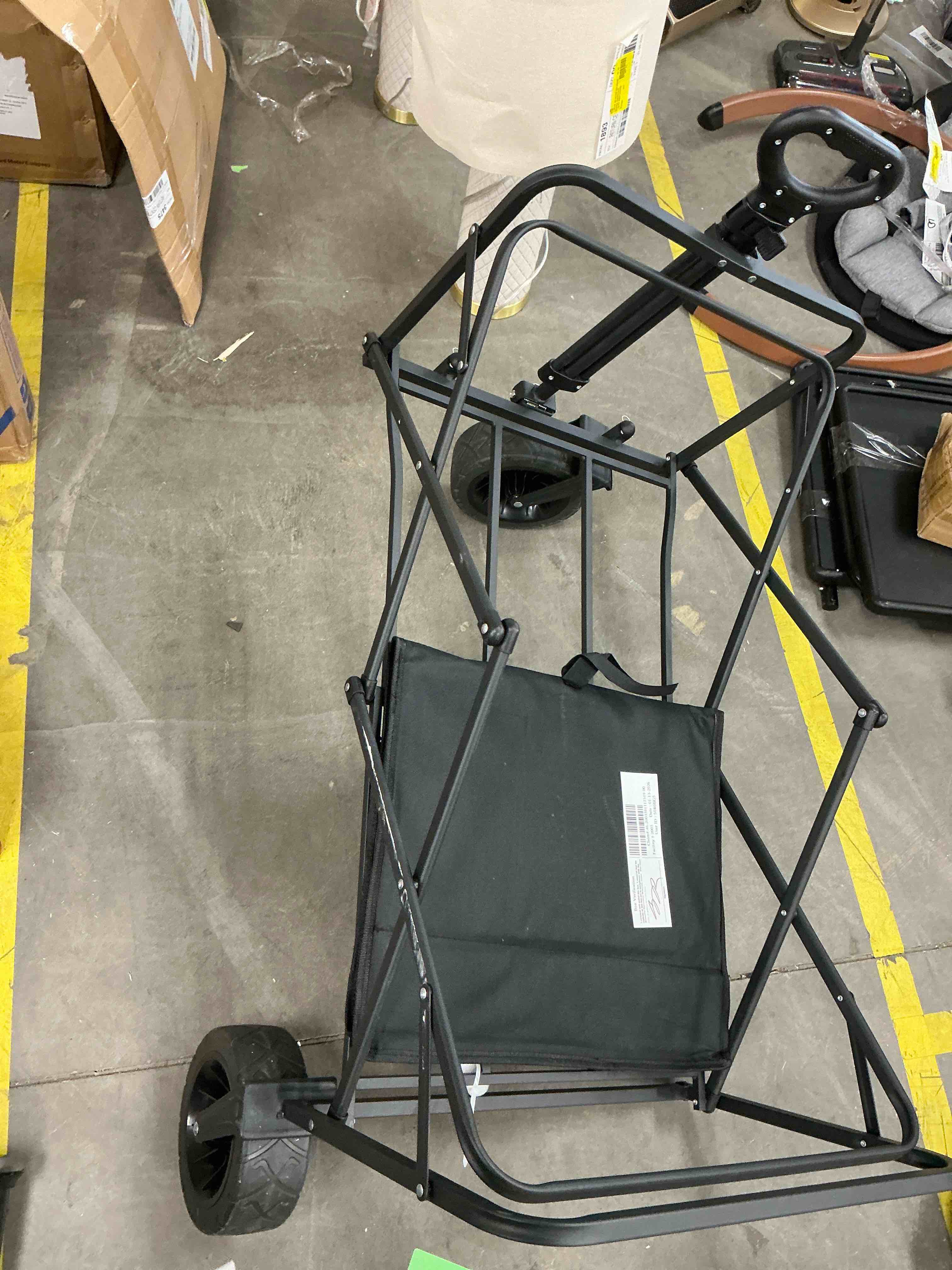 Condition photo showing As Is for Vecukty Compact Wagon Cart, Gathered Collapsible Camping Cart,Portable Utility Grocery Wagon for Camping, Beach, Picnic, Shopping, Black