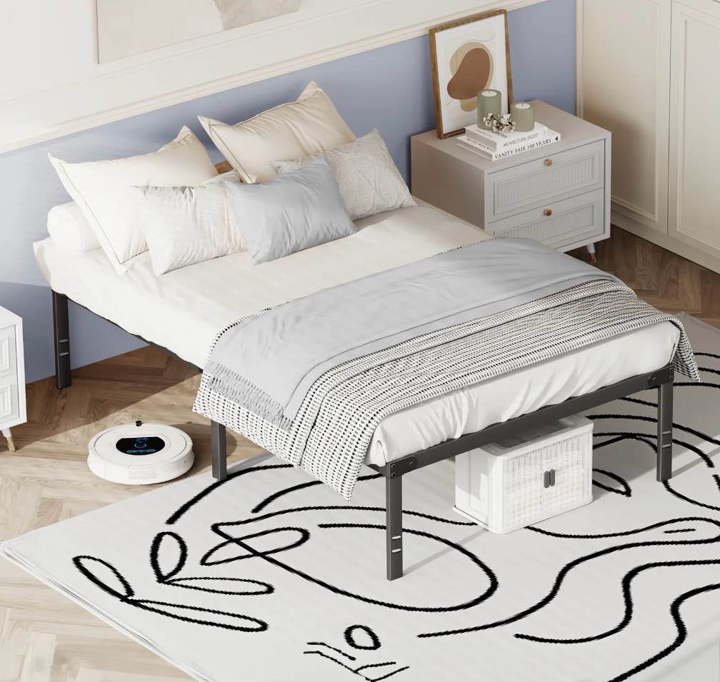 Condition photo showing New/Like New for CONCETTA 14" Twin Bed Frame, Heavy Duty Metal Platform Bed Frame with Underbed Storage for Bedroom, No Box Spring Required, Black