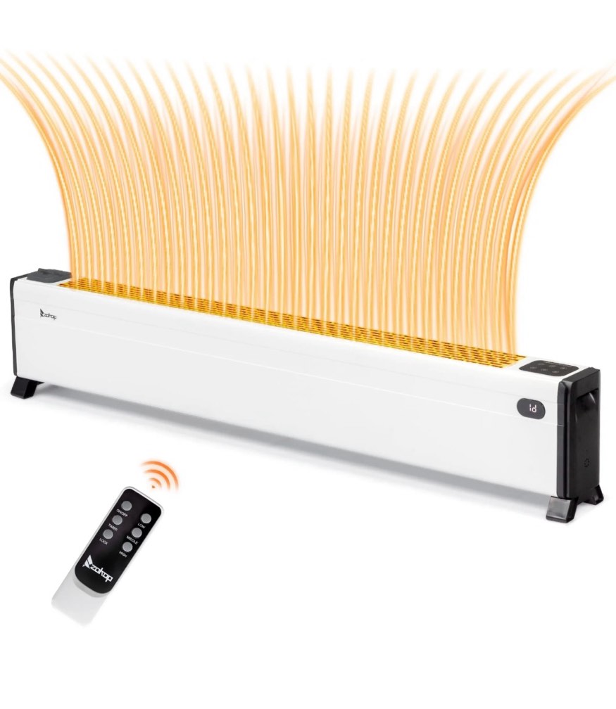 Ktaxon 32 Baseboard Heater 1500W Electric Baseboard Space Heater with 3 Heat Settings Remote Control Built-in Humidifier 12H Timer Tip-Over Switch for Indoor Bedroom Office Home White