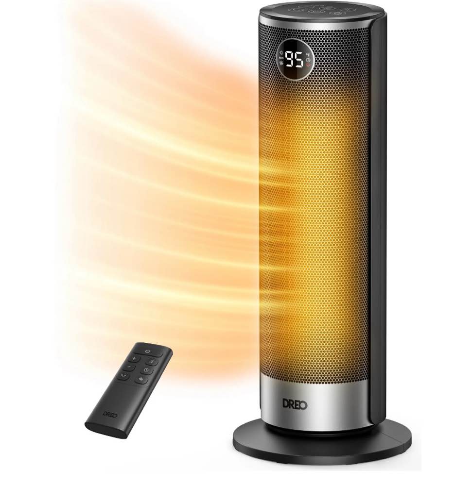 DREO Space Heater for Inside, 1500W Electric Heater with Dual-DC Motor, PTC Ceramic Heating & 8-Layer Safety Protection, ECO Mode, Precise Thermostat, 12H Timer & 20" Heaters for Home Office