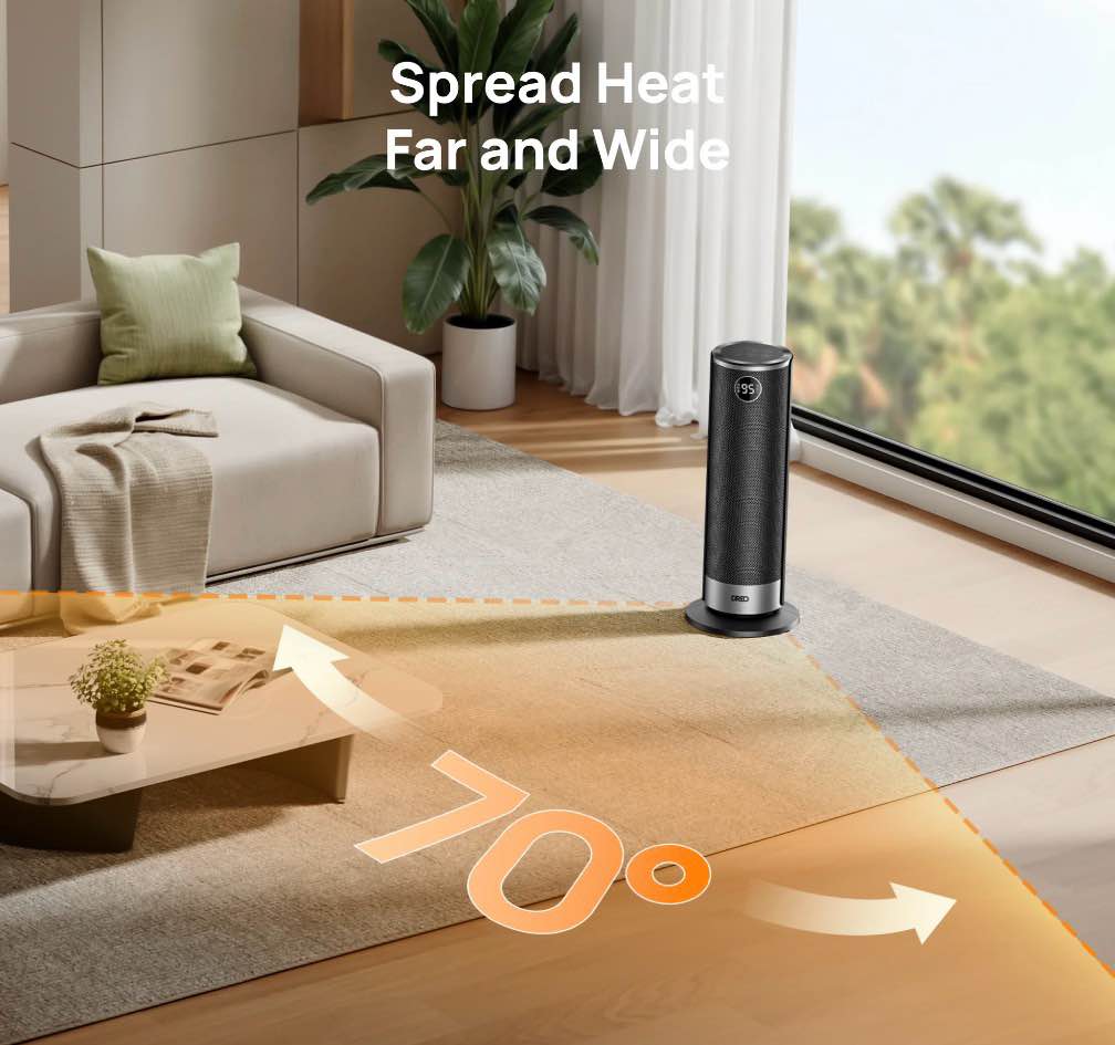 Condition photo showing Good Condition for DREO Space Heater for Inside, 1500W Electric Heater with Dual-DC Motor, PTC Ceramic Heating & 8-Layer Safety Protection, ECO Mode, Precise Thermostat, 12H Timer & 20" Heaters for Home Office