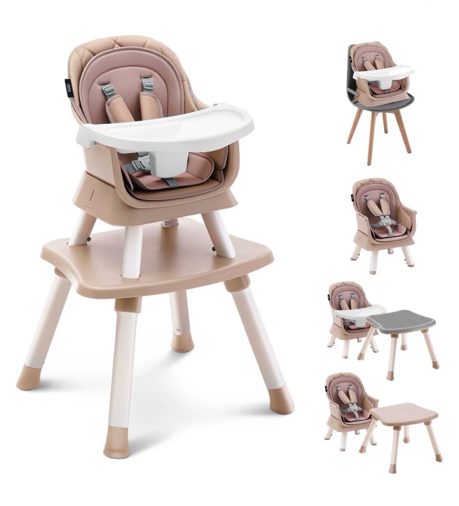 HARPPA Baby High Chair, 8 in 1 Convertible Highchair for Babies & Toddlers, Khaki