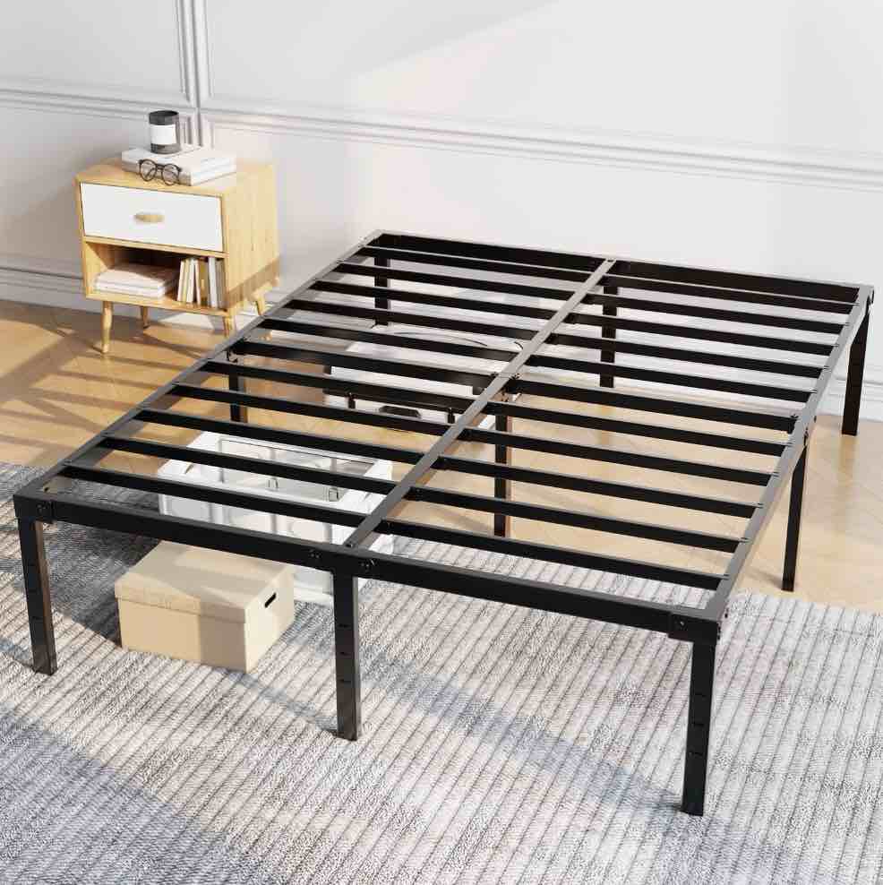 Capri King Bed Frame, 18 inch High Metal Platform Bed Frame, 2200 LBS Weight Capacity, Heavy Duty, Noise Free, Easy Assembly, Black