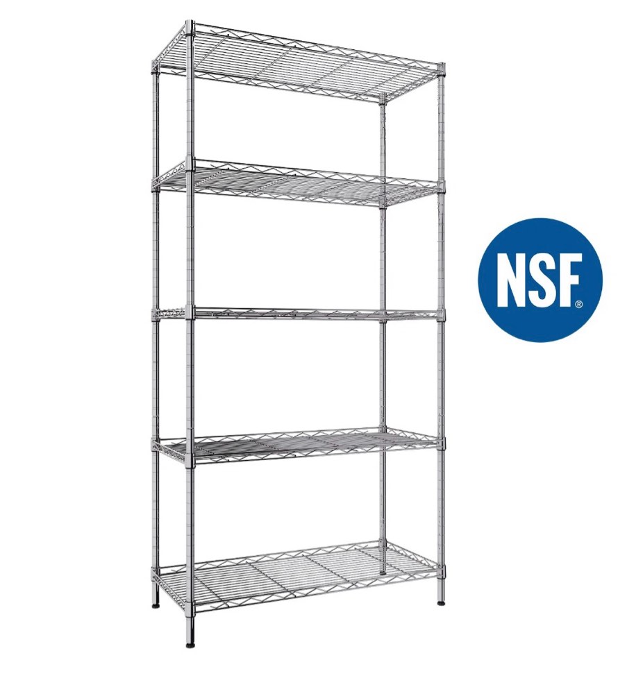 Ktaxon 5-Tier Wire Shelving Unit Steel Storage Rack for Garage Office Kitchen Silver 30 W x 14 D x 60 H