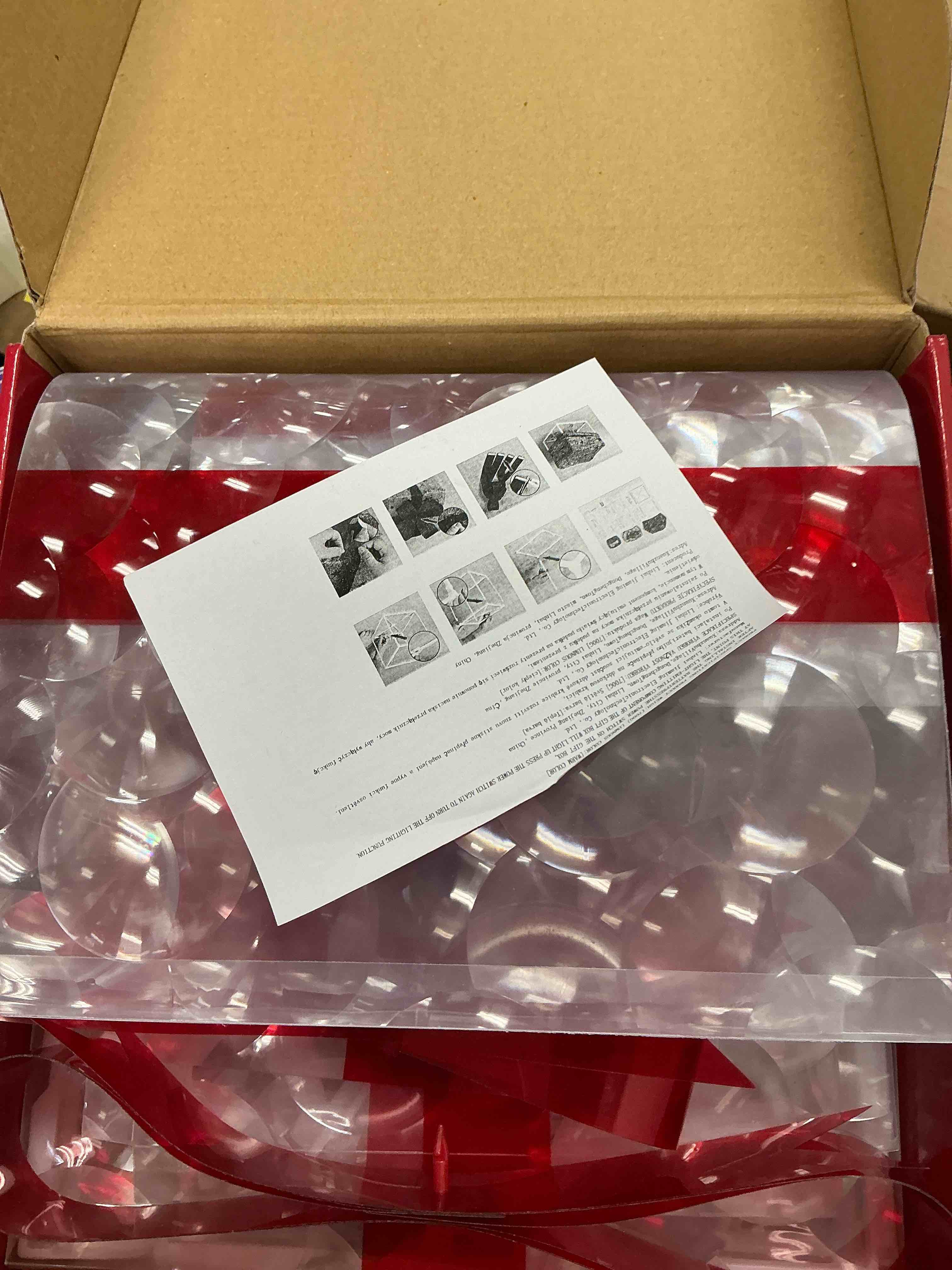 Condition photo showing New/Like New for Christmas Lighted Gift Boxes Set of 3 60 LED Lighted Transparent Present Boxes, Christmas Home Gift Box Decorations