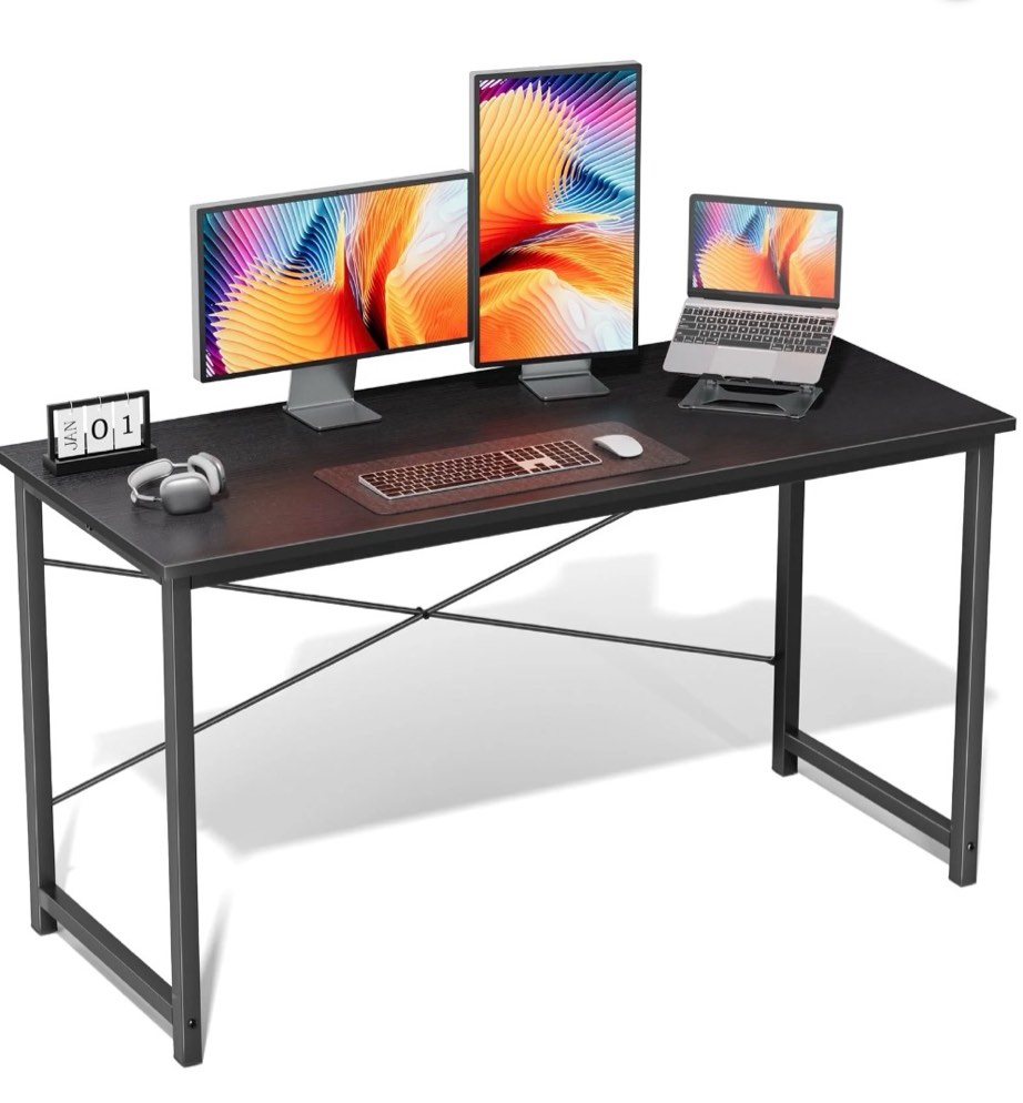 Condition photo showing New/Like New for EDX Modern 55 in Simple Computer Desk with Storage Bag and Iron Hook, Black