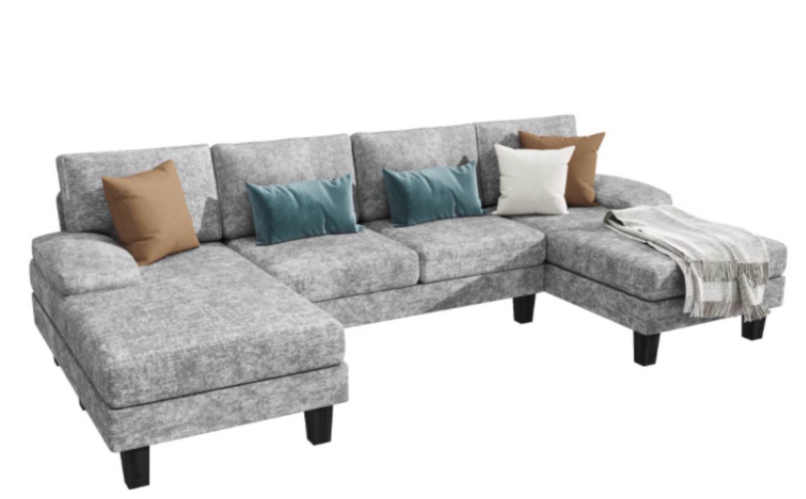 Condition photo showing Good Condition for Homall Modern U-Shape 6 Seat Sectional Sofa, Chenille Fabric Modular Couch, Oversized Sofa with Chaise for Living Room, Gray ( 2 Boxes For Pick Up ))