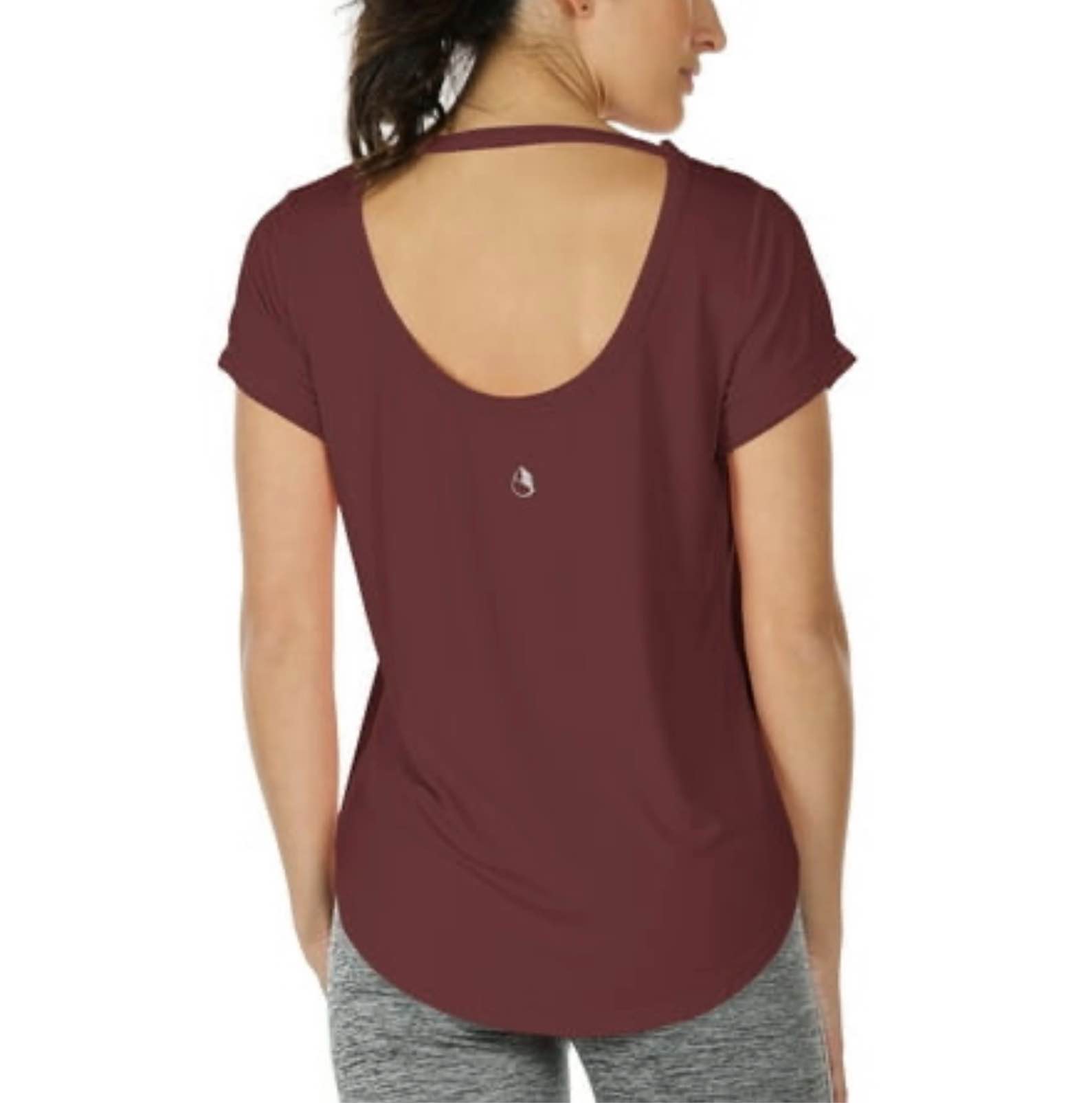 Condition photo showing New/Like New for icyzone Open Back Yoga Shirts for Women - Exercise Workout Tops Athletic Short Sleeves Running T-Shirts Loose Fit