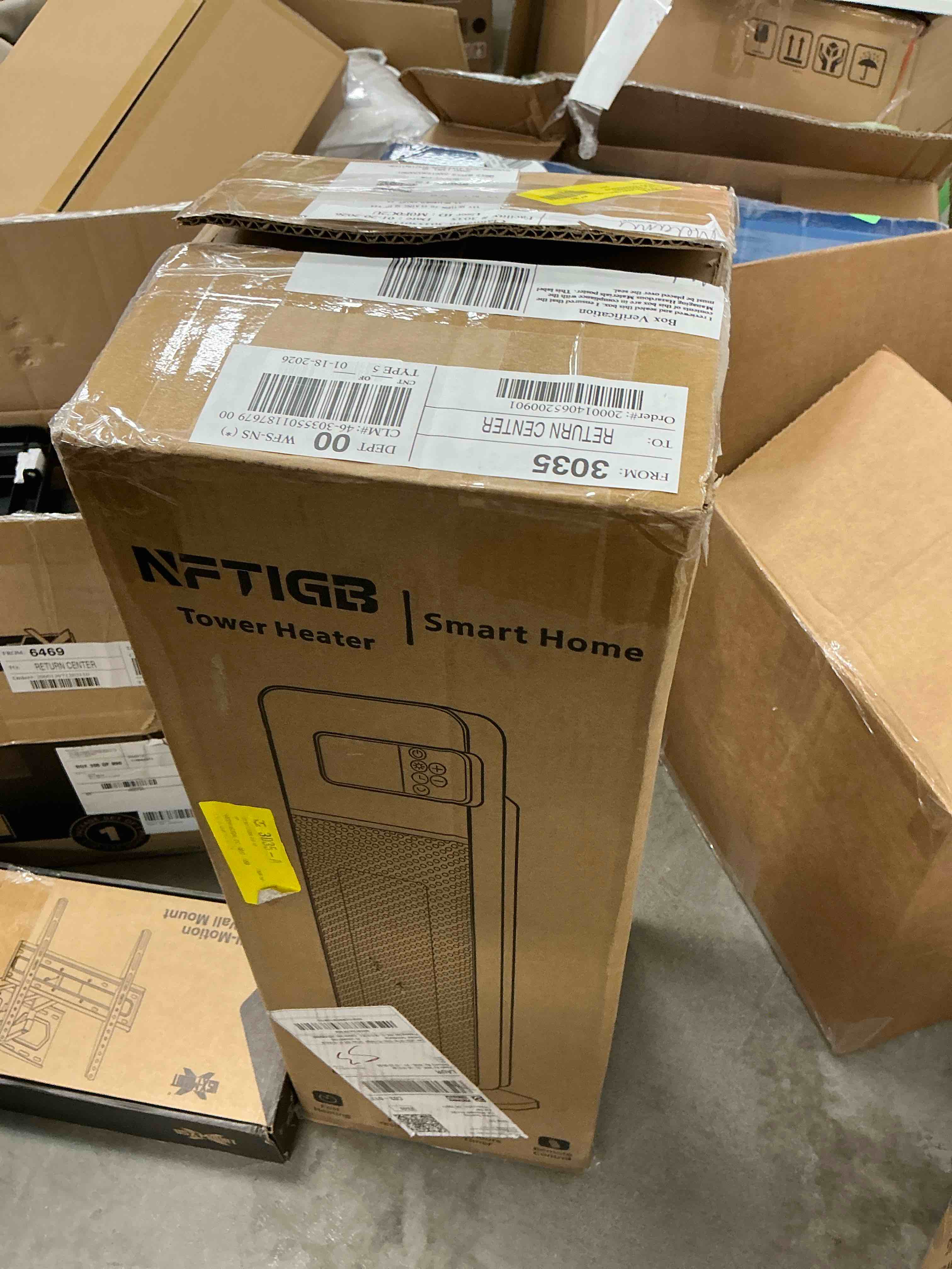 Condition photo showing New/Like New for NFTIGB 24" Tower Heater, 1500W PTC Ceramic Electric Space Heater with Digital Thermostat, Remote, 70° Oscillation, ECO Mode and Safety Tip-Over Protection, Gray