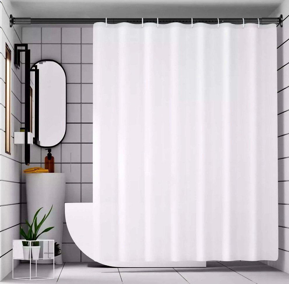 Ktinnead Tension Curtain Rod 51-128in, Extra Long Curtain Rods No Drilling for Window Bathroom Patio, Adjustable Spring Shower Curtain Rod, Easy to Install Never Rust, Rod Diameter 1.26in-Black