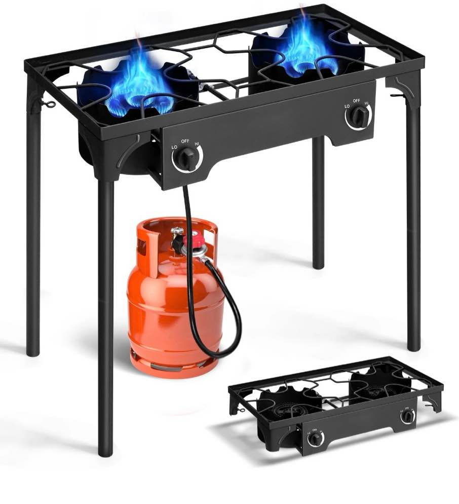 Ktaxon 2 Burner 150000 BTU Cooker Outdoor Camping Picnic Stove Stand BBQ Grill