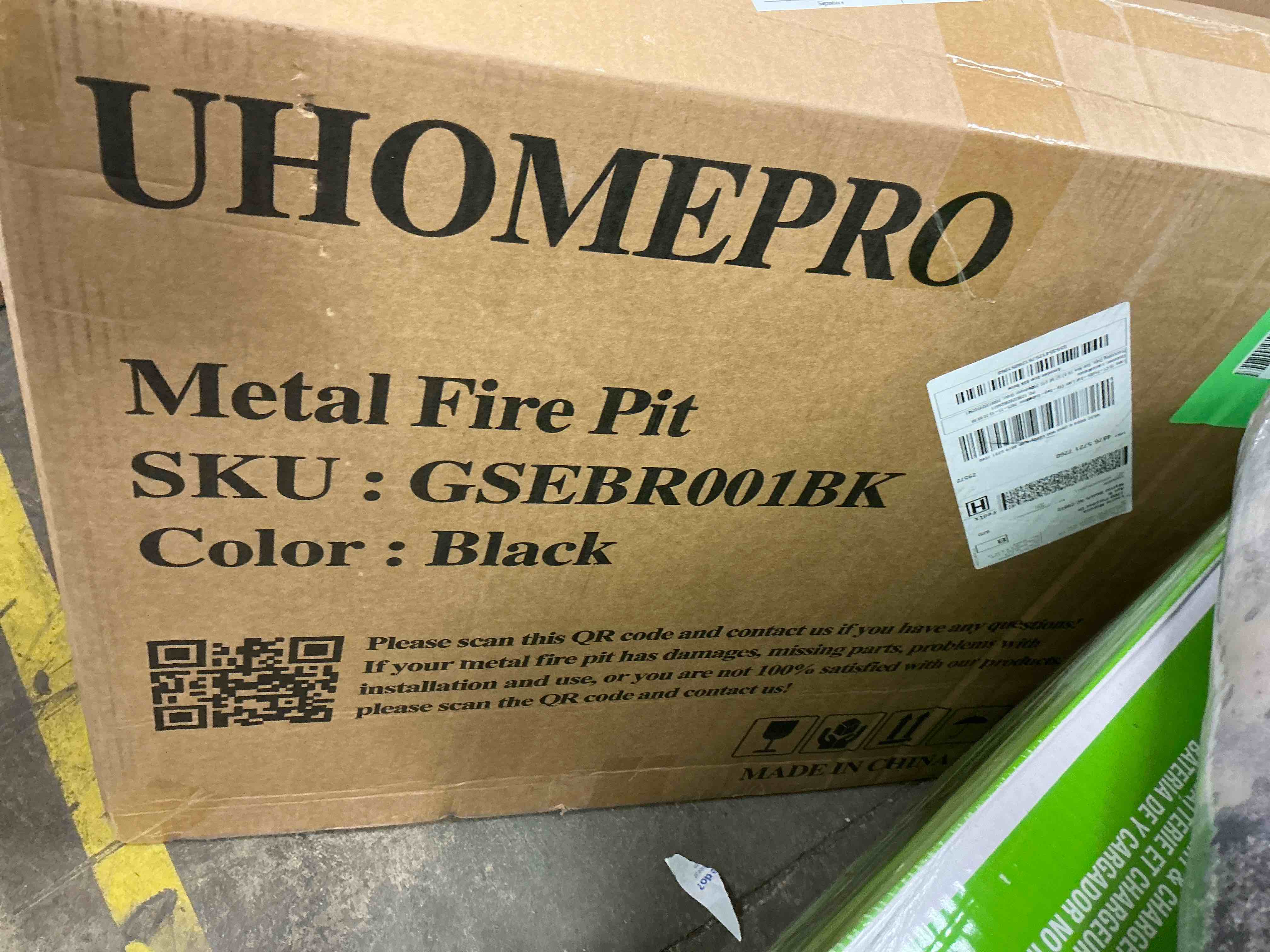 Condition photo showing New/Like New for Fire Pits for Outside, 32" Wood Burning Fire Pit Tables with Screen Lid, Poker, BBQ Net, Ice Tray, Food Clip and Cover, Backyard Patio Garden Outdoor Fire Pit/Ice Pit/BBQ Fire Pit, Black