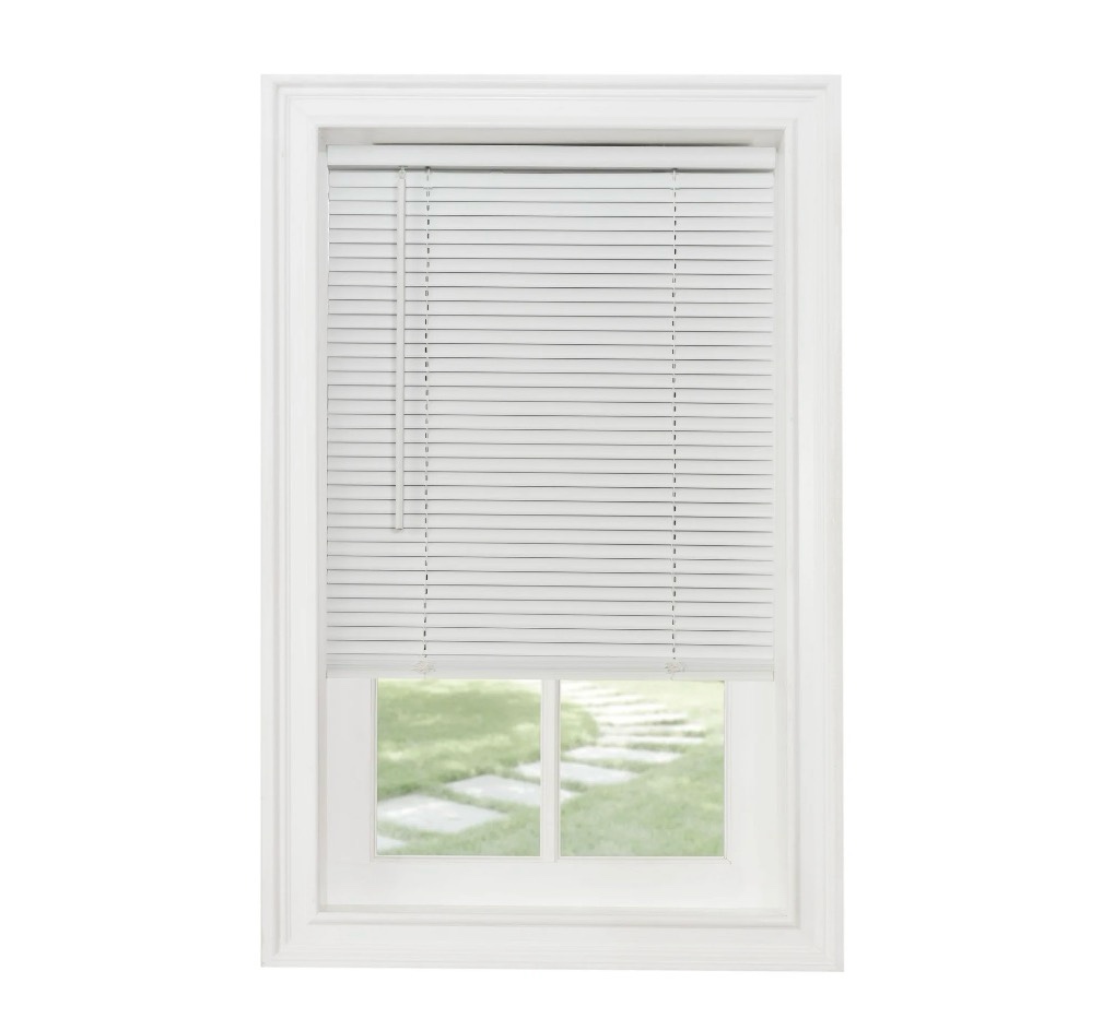 Condition photo showing Good Condition for achim gii morningstar indoor cordless vinyl light filtering window mini blind  pearl white  64  l x 52  w