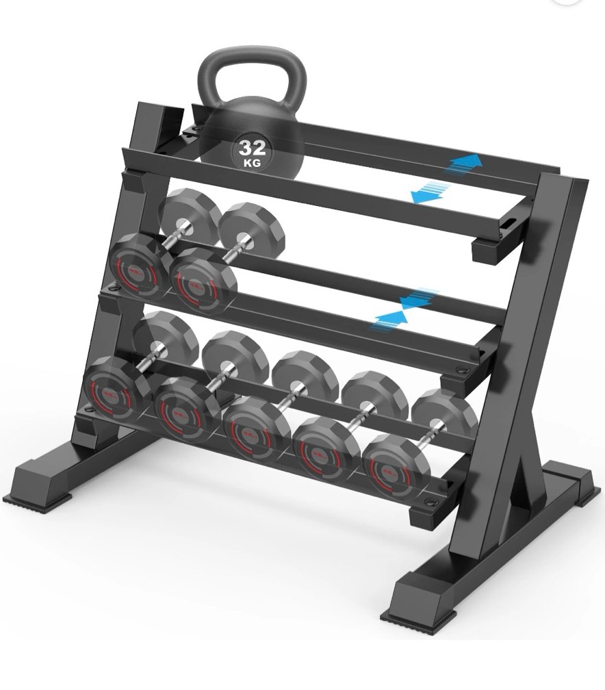 dumbbell rack  neche adjustable dumbbells storage rack 3 tier hex 1100lb weights rack holder home gym storage organizer