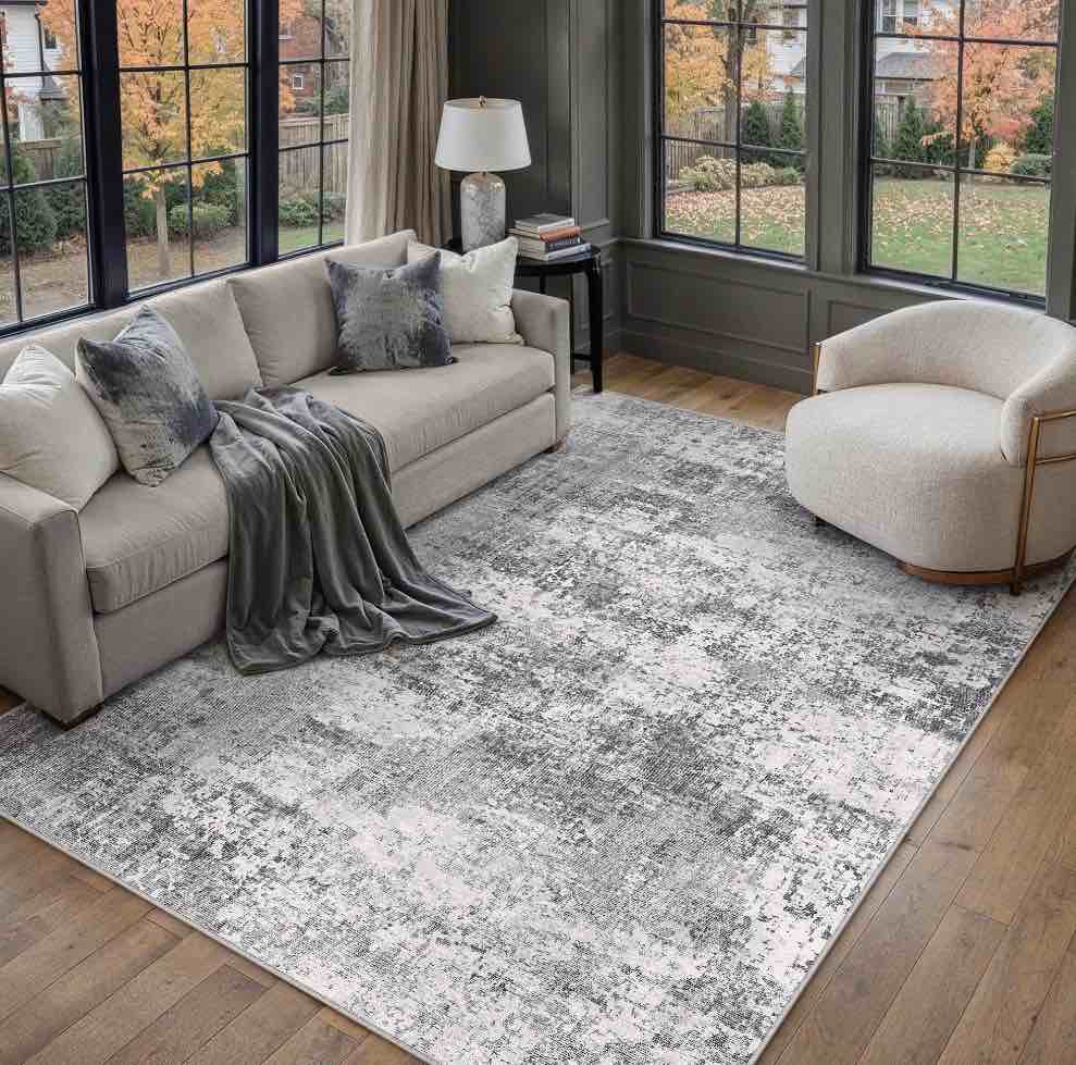 berthmeer 3 x 5 gray abstract area rugs non-slip