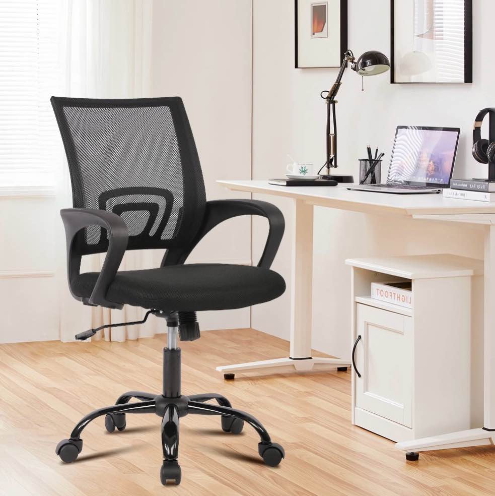 jonpony ergonomic office chair, lumbar support, adjustable height with armrests for adults,black