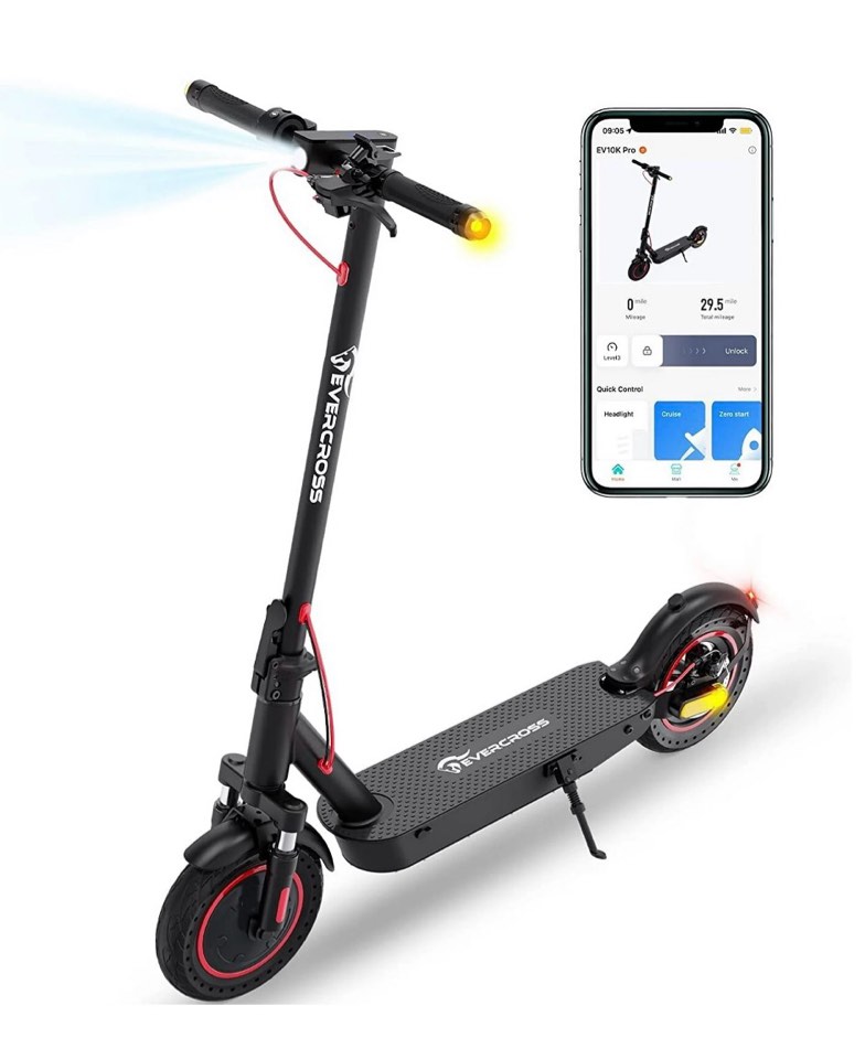 evercross electric scooter for adults, 500w motor up to 19 mph & 22 mile, 10'' solid tires, folding electric scooter with double braking system