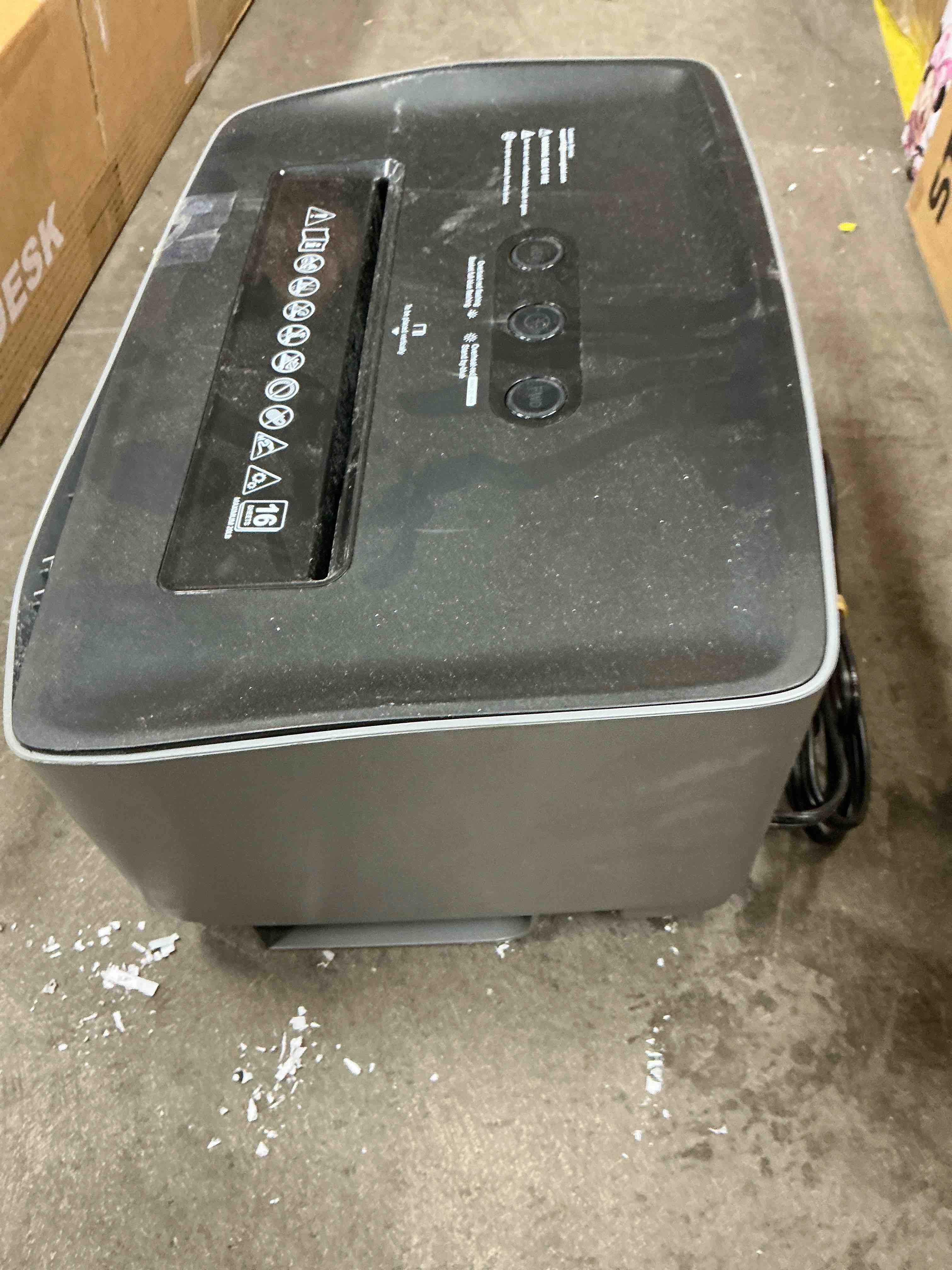 Condition photo showing As Is for BONSEN 16-Sheet Cross Cut Paper Shredder Home Office Heavy Duty Shredders with 5.3 Gal Pullout Bin