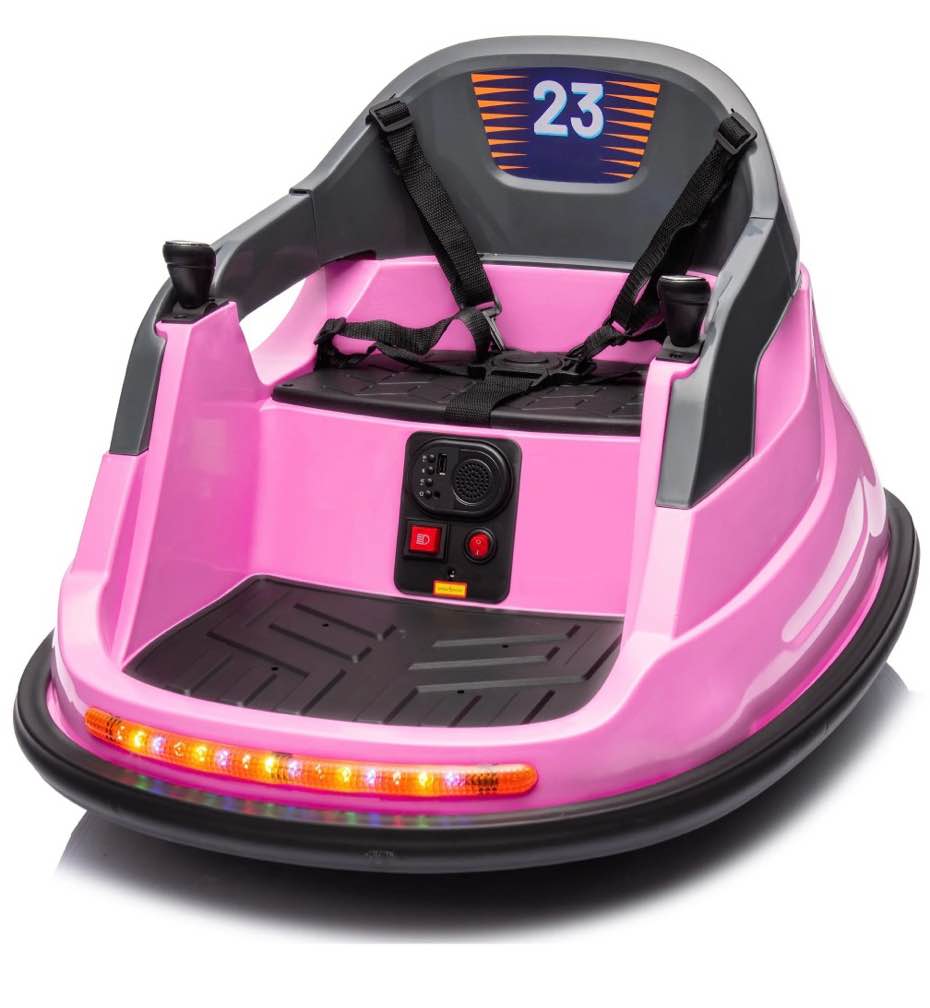 hikiddo electric bumper car for kids, 12v bumper car ride on toys for toddlers aged 1.5-5 with remote, bluetooth - pink