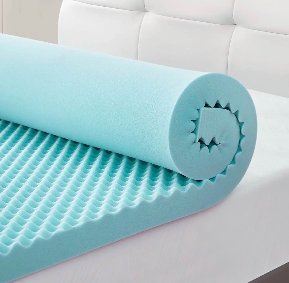 bdeus 4 inch gel cooling memory foam mattress topper, memory foam egg crate mattress topper, certipur-us certified, full size
