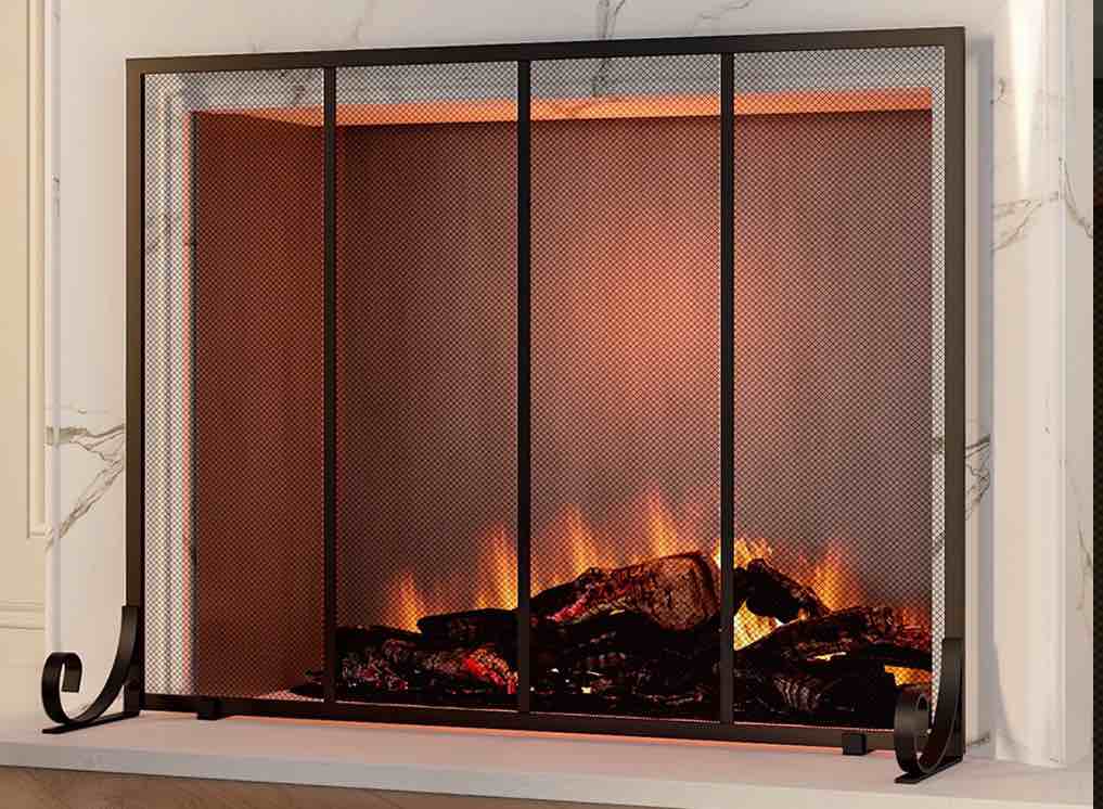 fire beauty flat panel fireplace screen spark guard wrought metal gate cover for home, decorative mesh fire place safety fence,baby safe spark guard protector