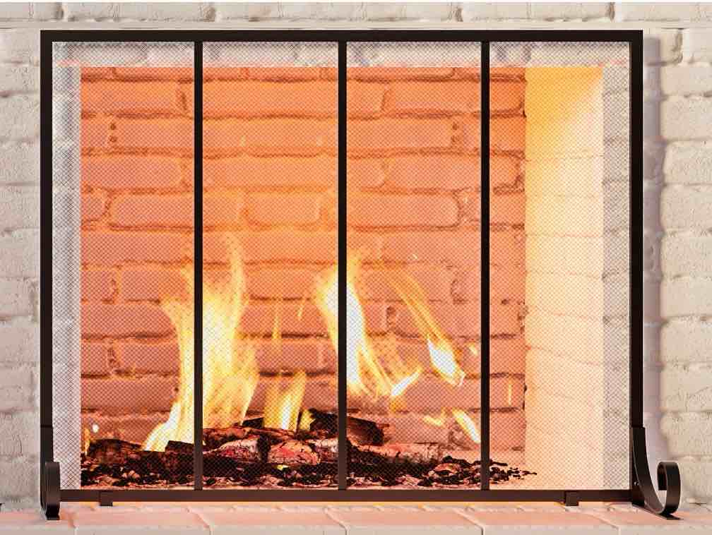 Condition photo showing Good Condition for Fire Beauty Flat Panel Fireplace Screen Spark Guard Wrought Metal Gate Cover for Home, Decorative Mesh Fire Place Safety Fence,Baby Safe Spark Guard Protector
