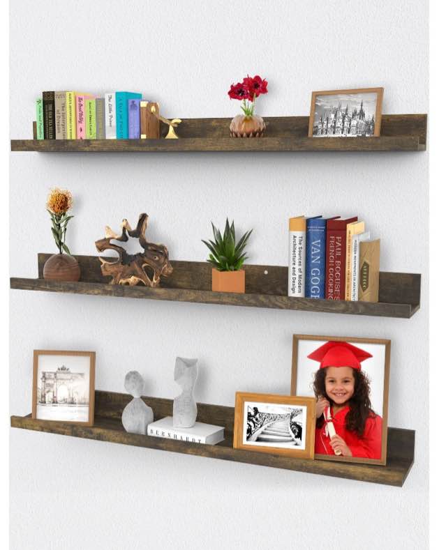 floating shelves set of 3 wall shelves (multiple sizes & colors) by icona bay