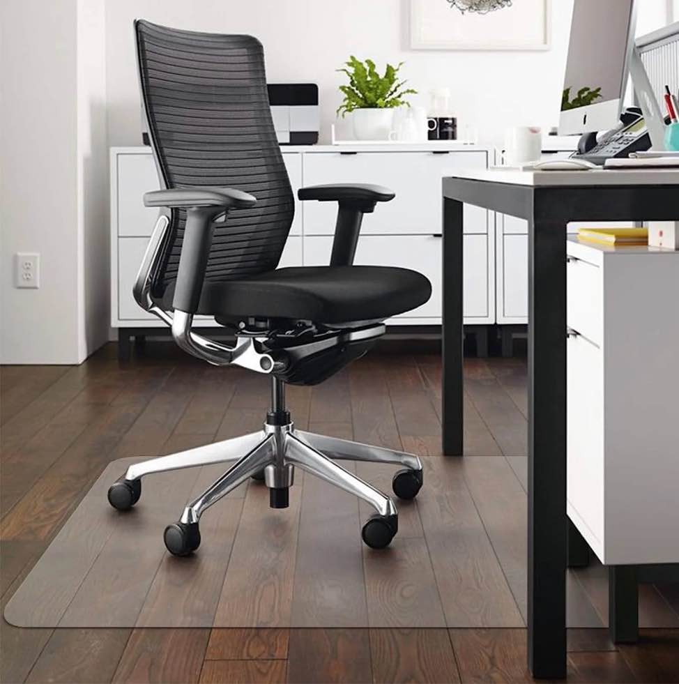 kibhous office mat for hardwood floor, 36" x 48" rectangle clear chair mat ,matte, pvc
