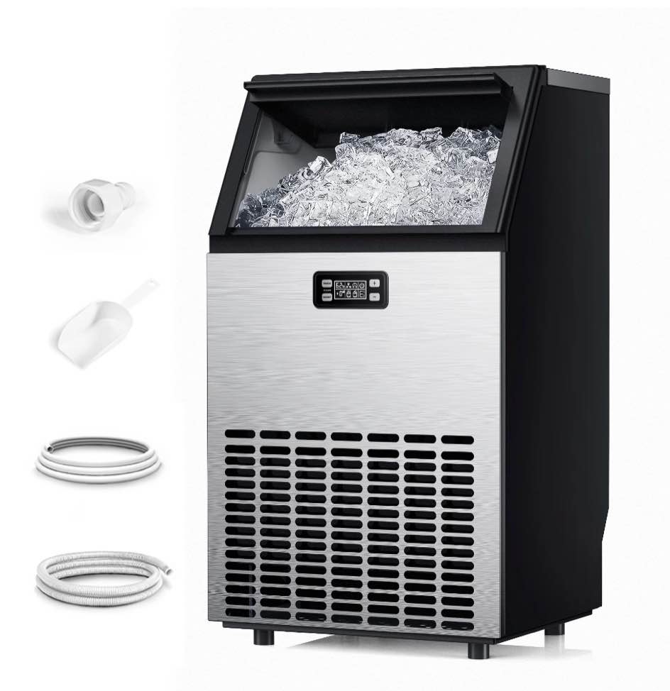 simzlife 100lbs/24h commercial ice maker machine  stainless steel under counter ice machine 15.55 in w  31.5 in h