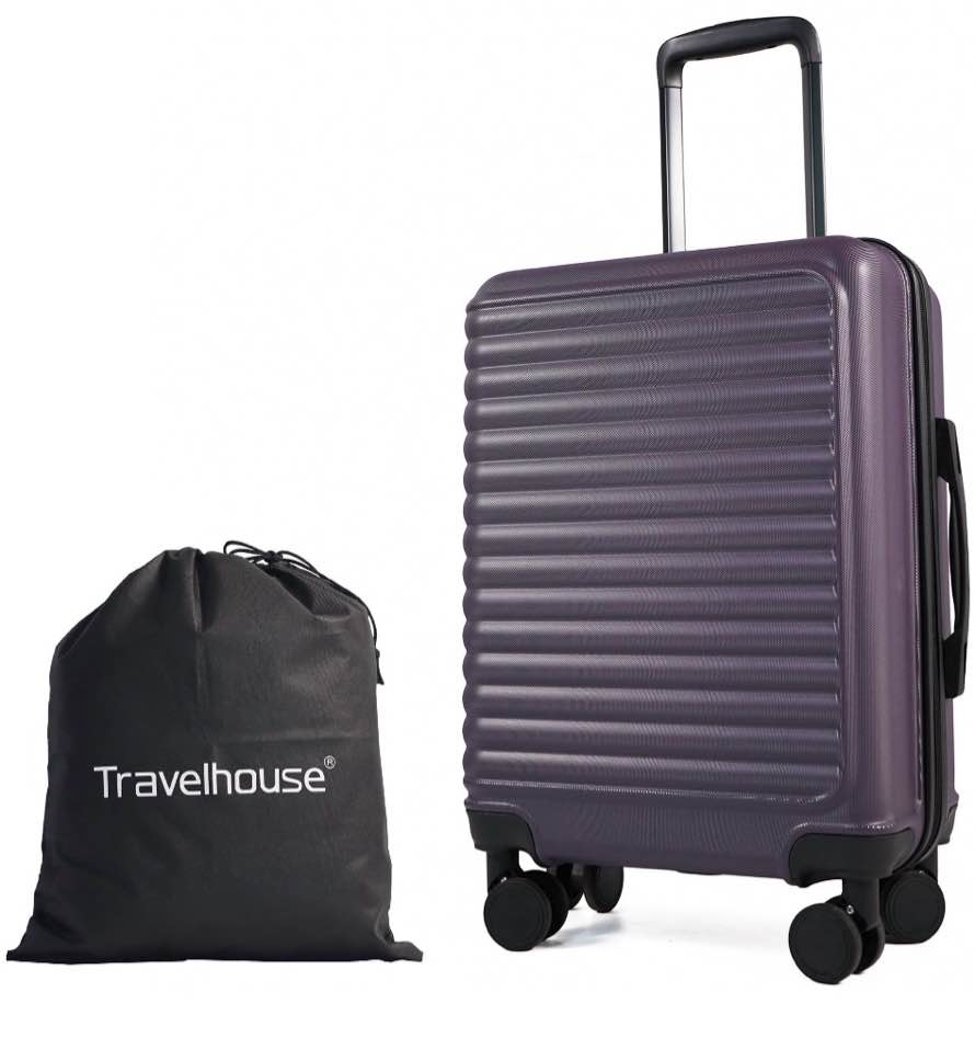 travelhouse hardshell carry on luggage 20" lightweight hardside suitcase with spinner wheels.(purple)