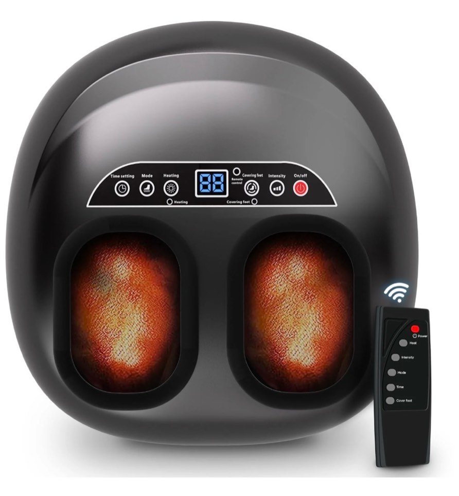 qi-eu shiatsu foot massager with heat, plantar fasciitis relief gift for women men