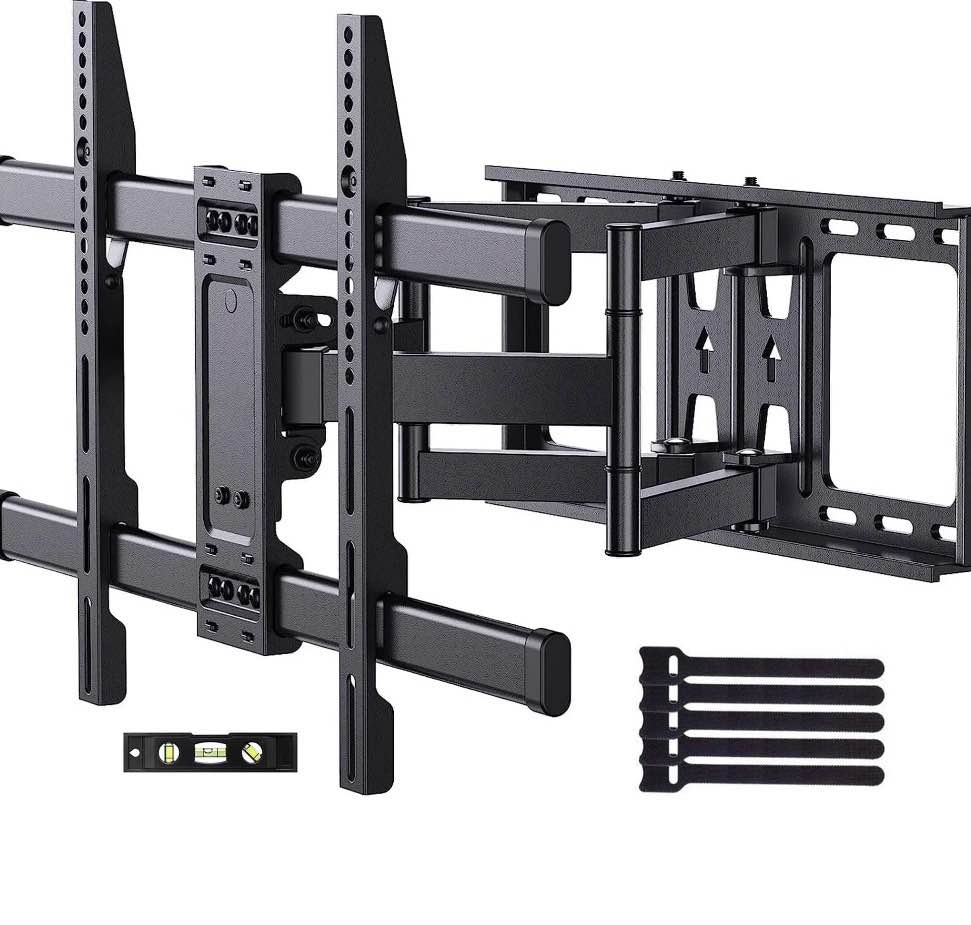 mountftv full motion tv wall mount bracket  swivel articulating tv mount  fits for 37-90 inch 4k flat curved tvs  holds up to 132 lbs  max 600x400mm fits 8?/12?/16? wood studs