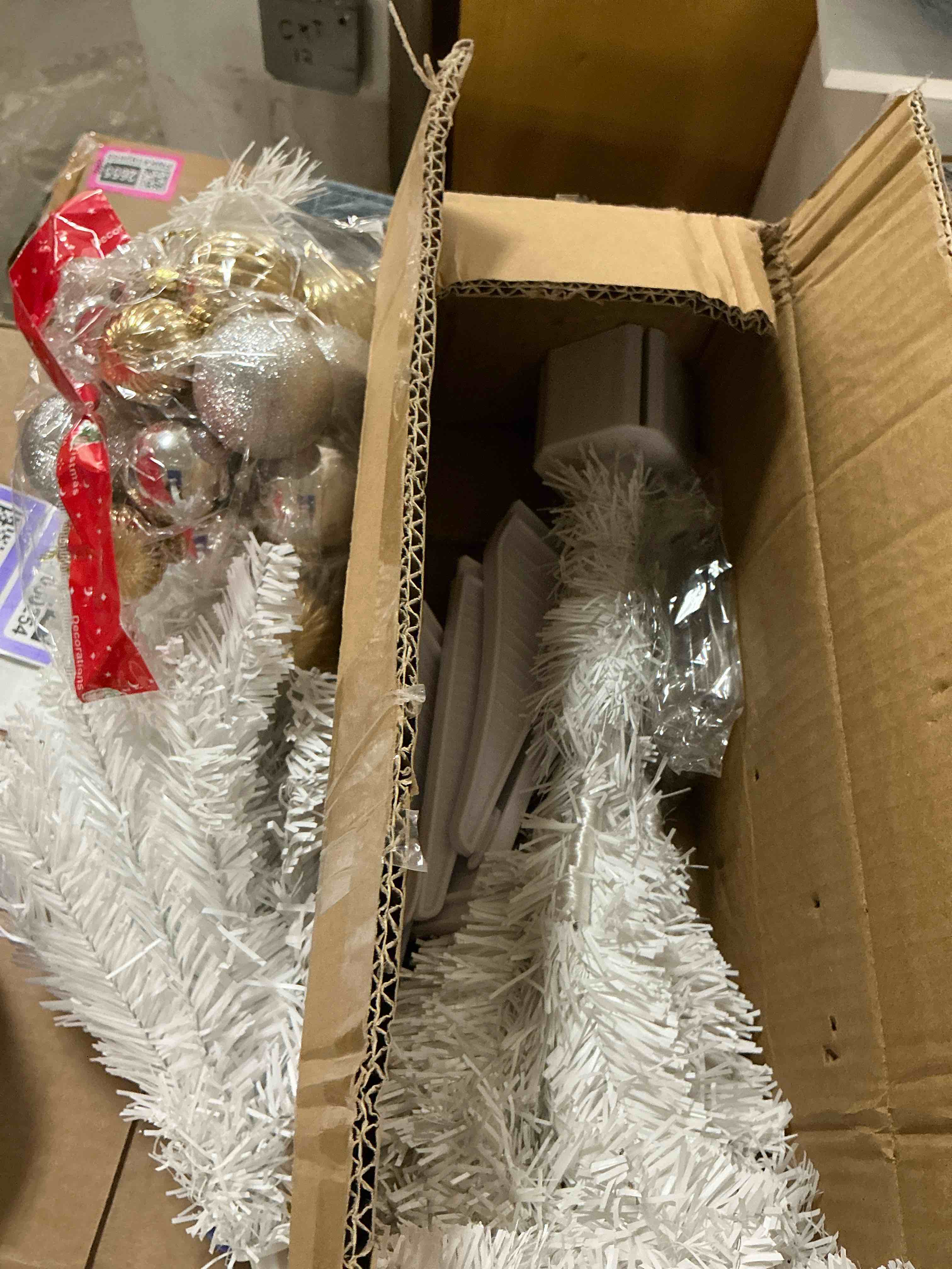 Condition photo showing As Is for Perfect Holiday 2  White Tabletop Christmas Tree with Stand