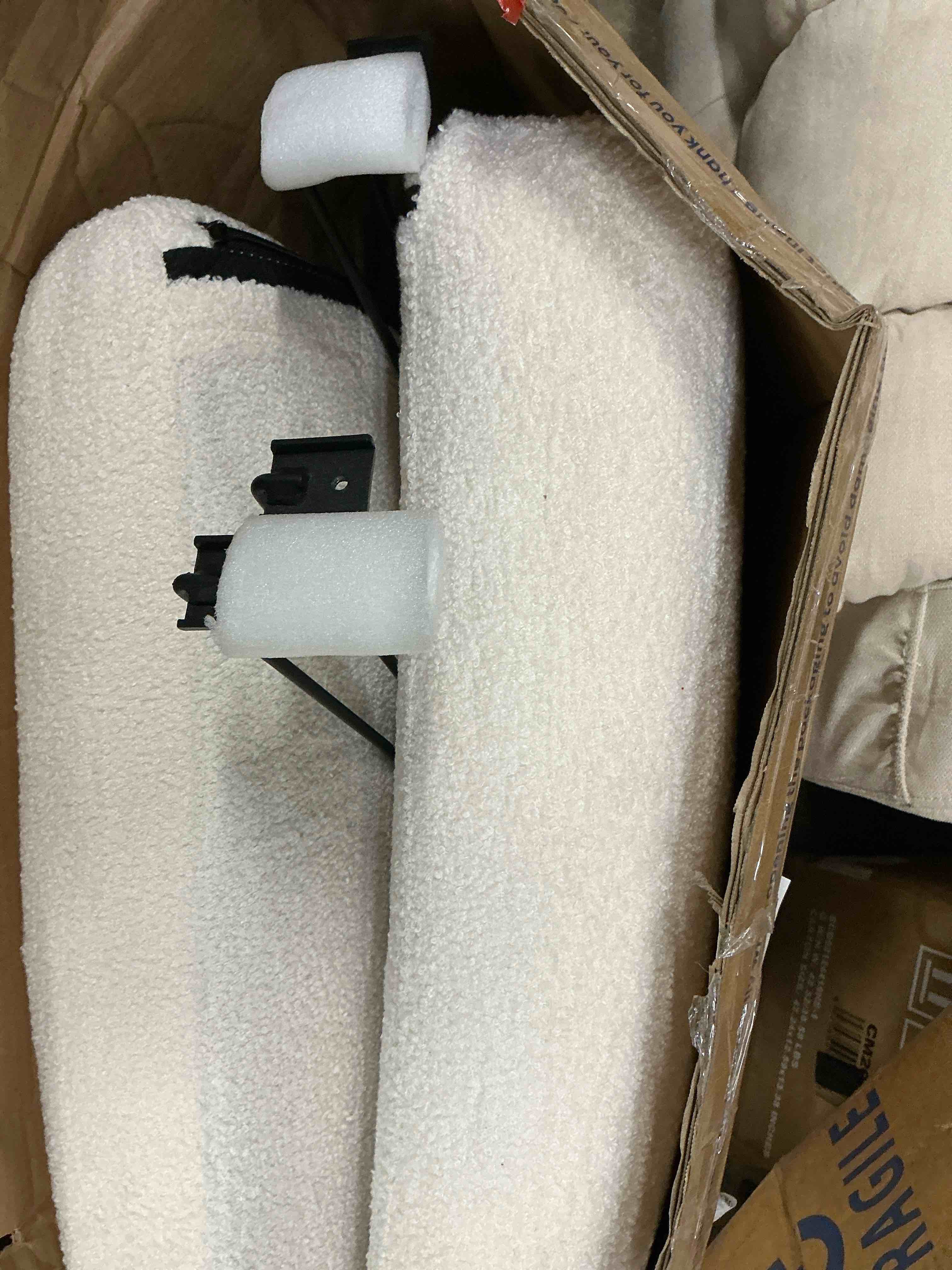 Condition photo showing Good Condition for Pinmoco Memory Foam Upholstered Headboard with Height Adjustable and Ergonomic Head Board for Full Bed, Teddy Velvet White