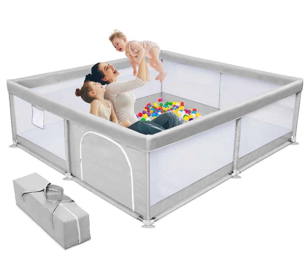 Babyeap Baby Playpen Large Play Yard Fence for Toddlers,50"x50" Gray
